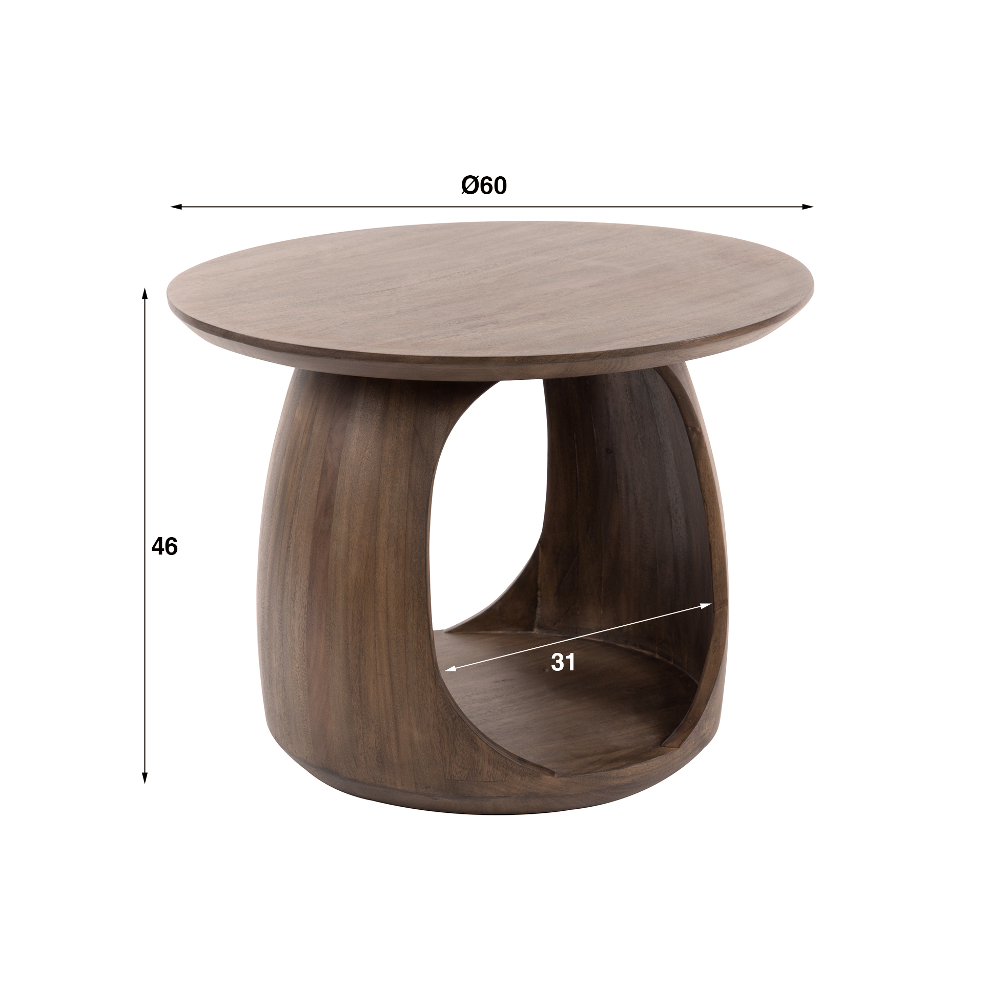 Bijzettafel Flow Solid M / Massief acacia glaze brown - Zijlstra