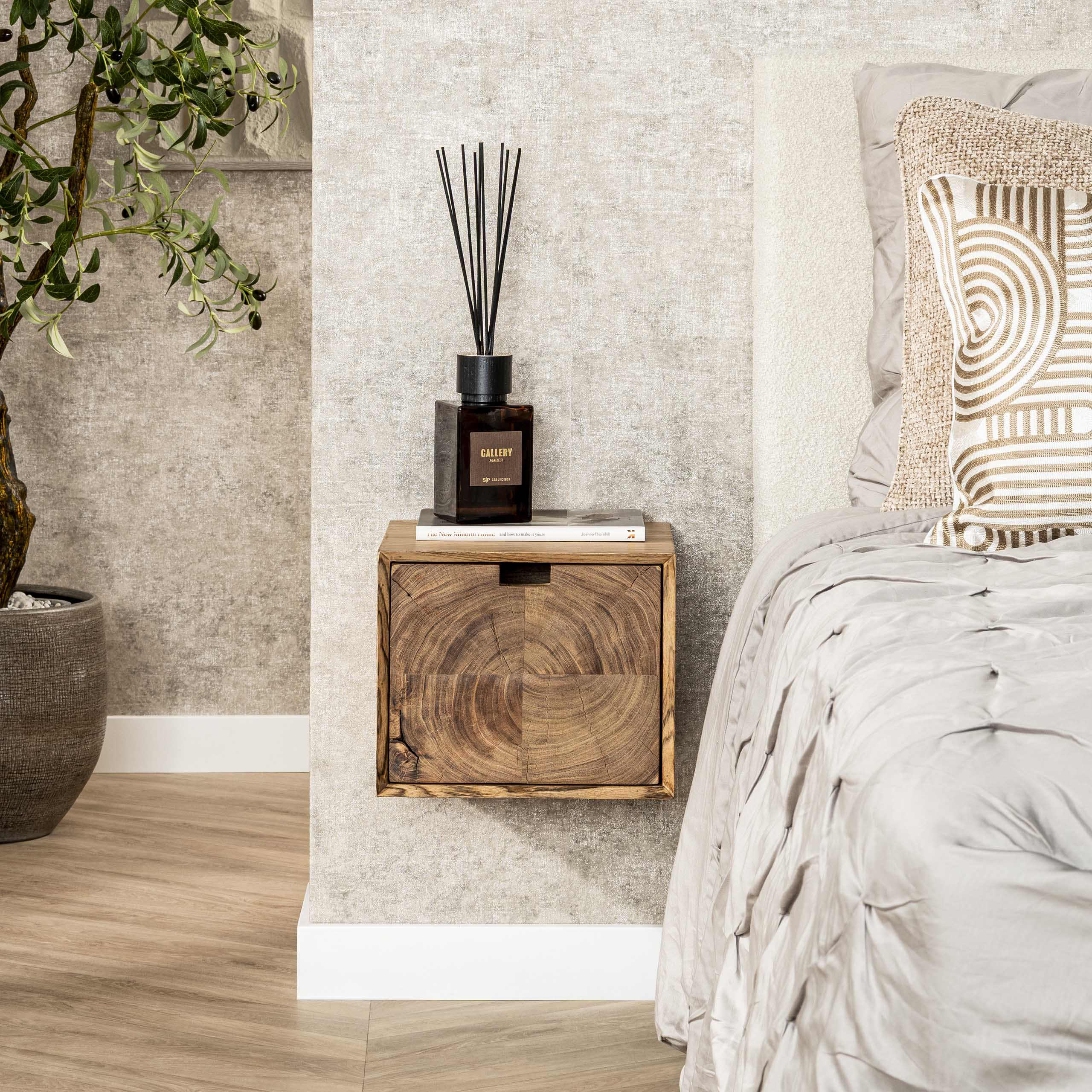 Bedside Table Block floating 1 drawer / Solid acacia - Zijlstra