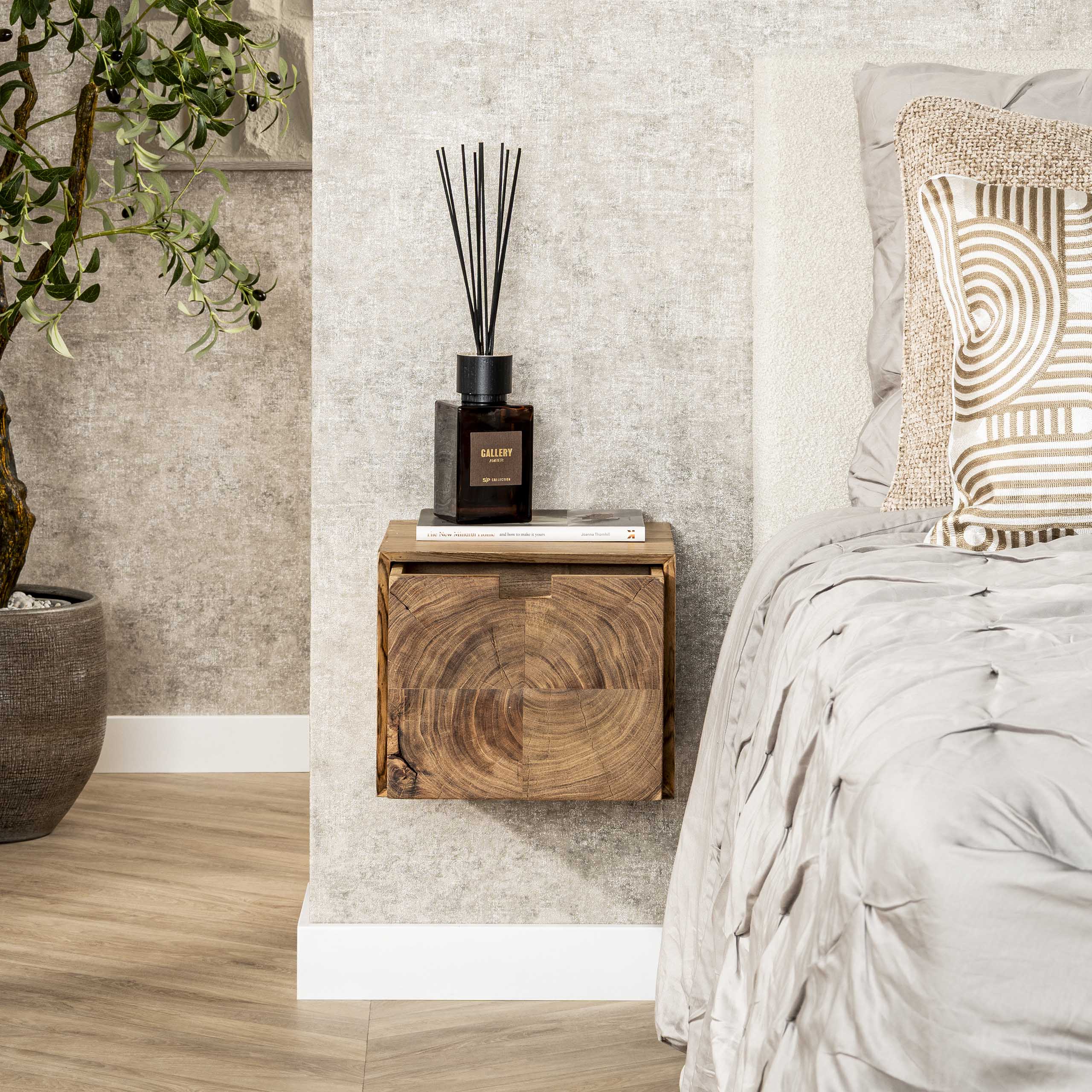 Nachtkastje Block zwevend 1 lade / Massief acacia - Zijlstra