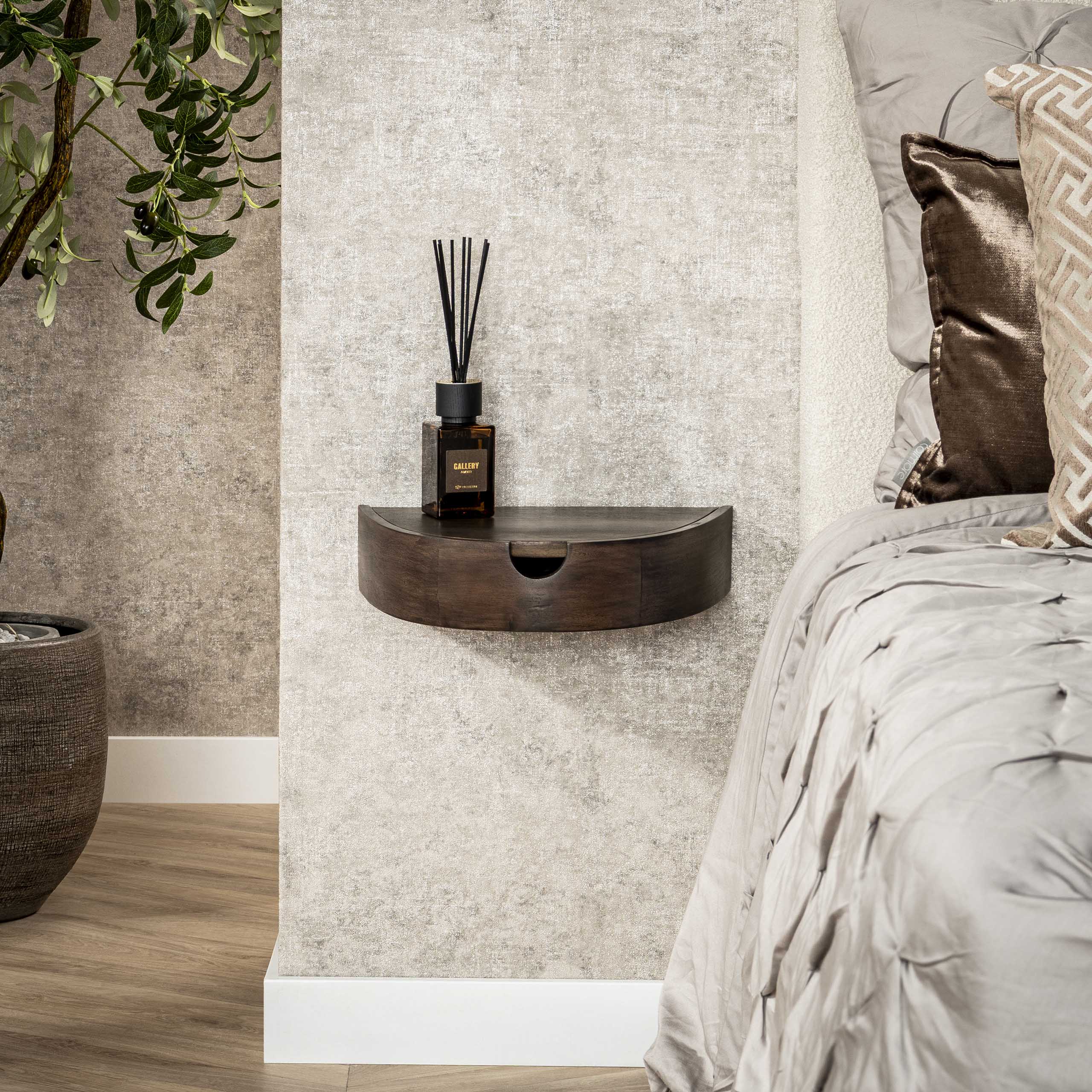 Bedside Table Cove floating 1 drawer set of 2 / Solid acacia glaze brown - Zijlstra