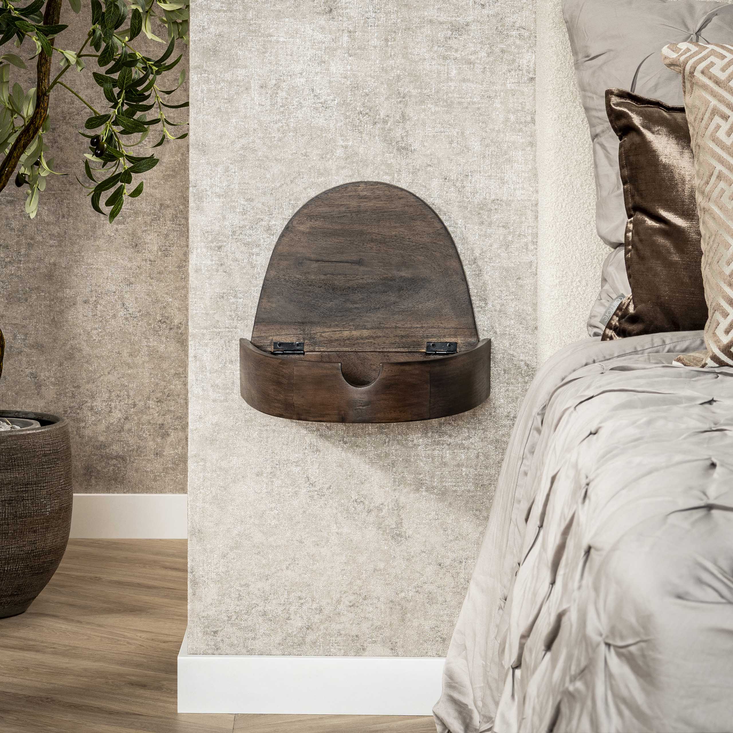 Nachtkastje Cove zwevend 1 lade verpakt per 2 / Massief acacia glaze brown - Zijlstra