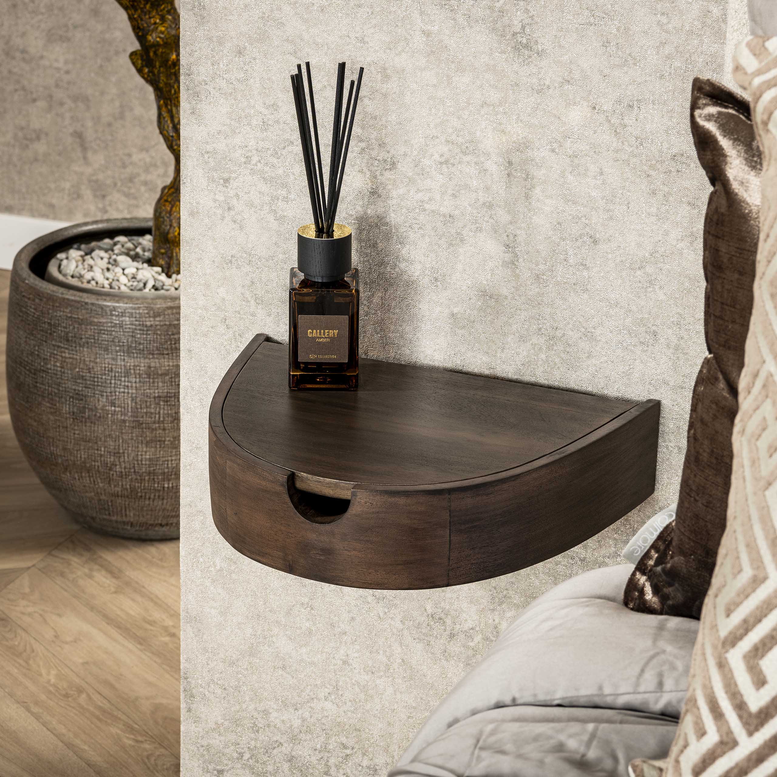 Nachtkastje Cove zwevend 1 lade verpakt per 2 / Massief acacia glaze brown - Zijlstra
