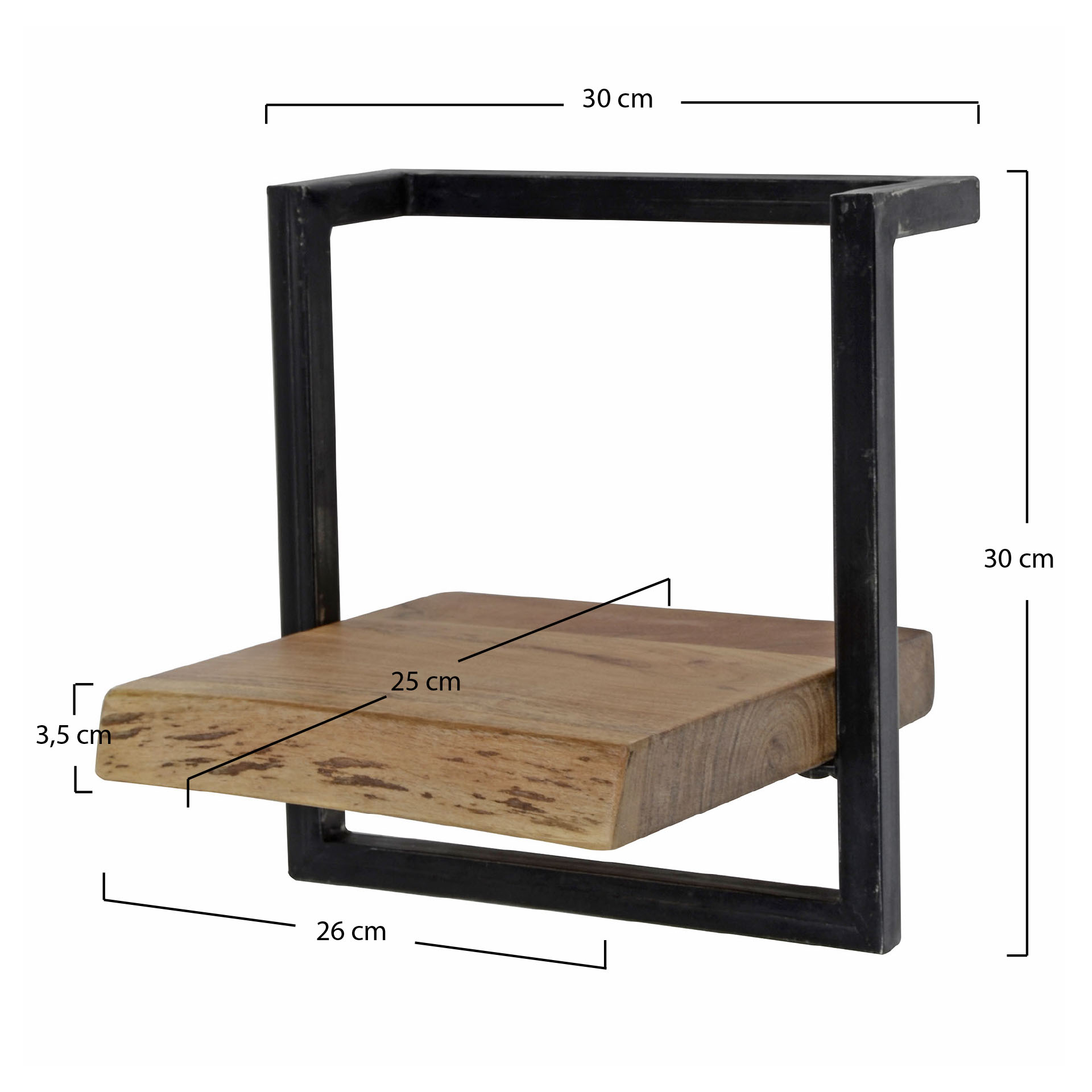 Wandboard Edge Frame 30cm aus massivem Akazienholz (Massiv acacia) - Emmo Design