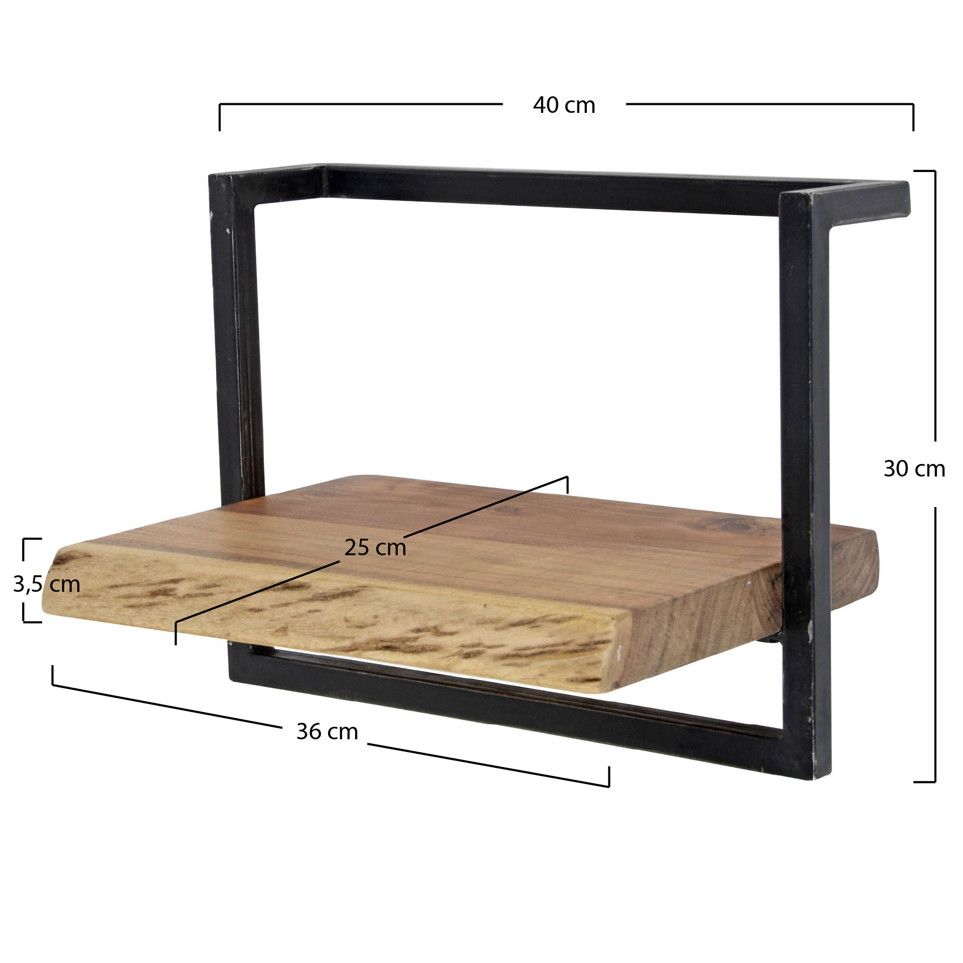 Wandboard Edge Frame 40cm aus massivem Akazienholz (Massiv acacia) - Emmo Design
