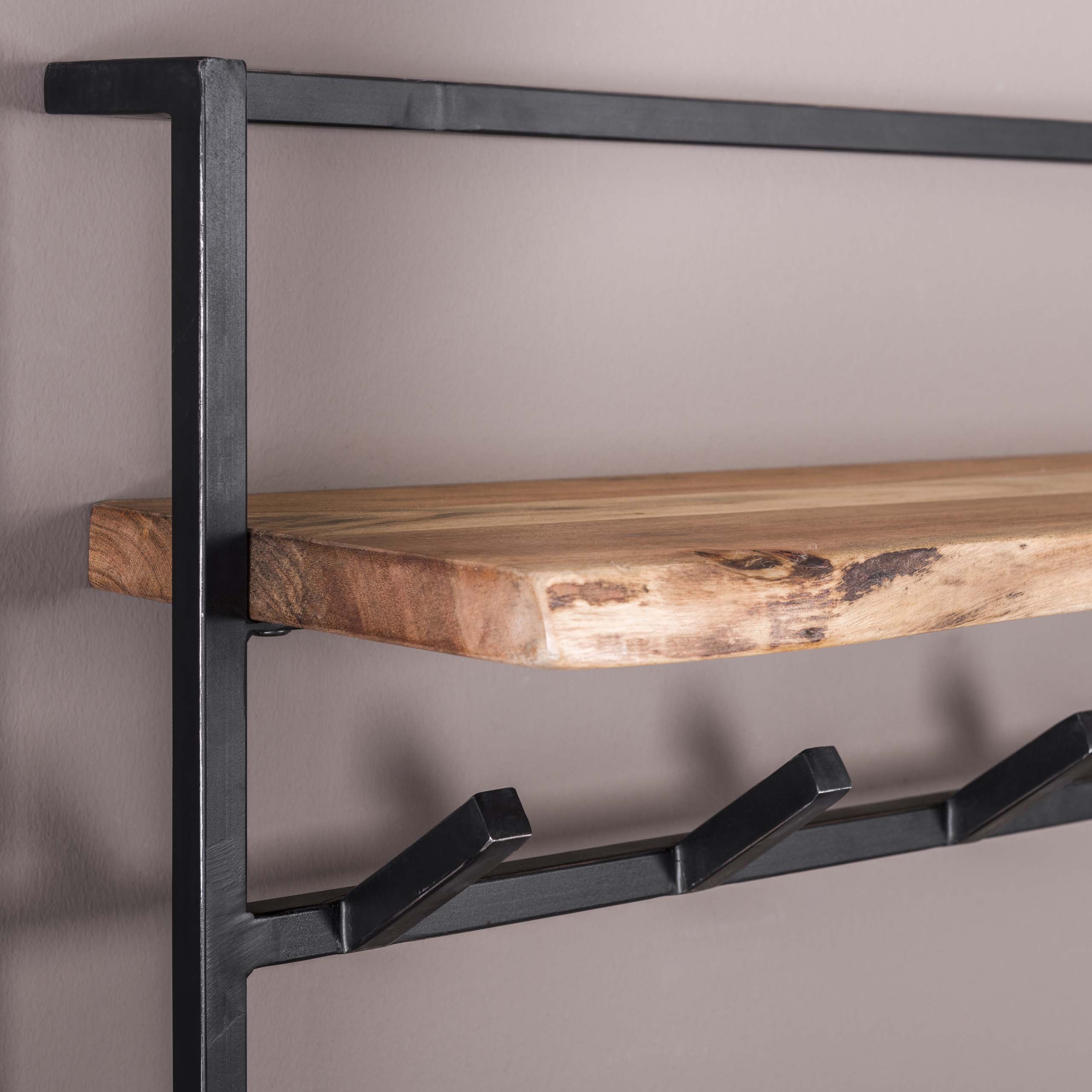 Kapstok Air Solid hoog hoedenplank 2x6 haken / Massief acacia - Zijlstra