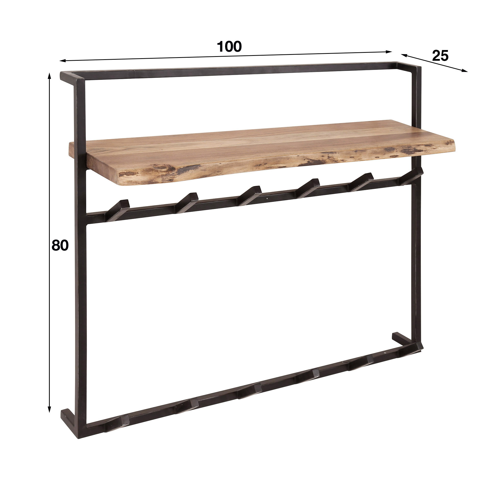 Coat Rack Air Solid high hat shelf 2x6 hooks / Solid acacia - Zijlstra