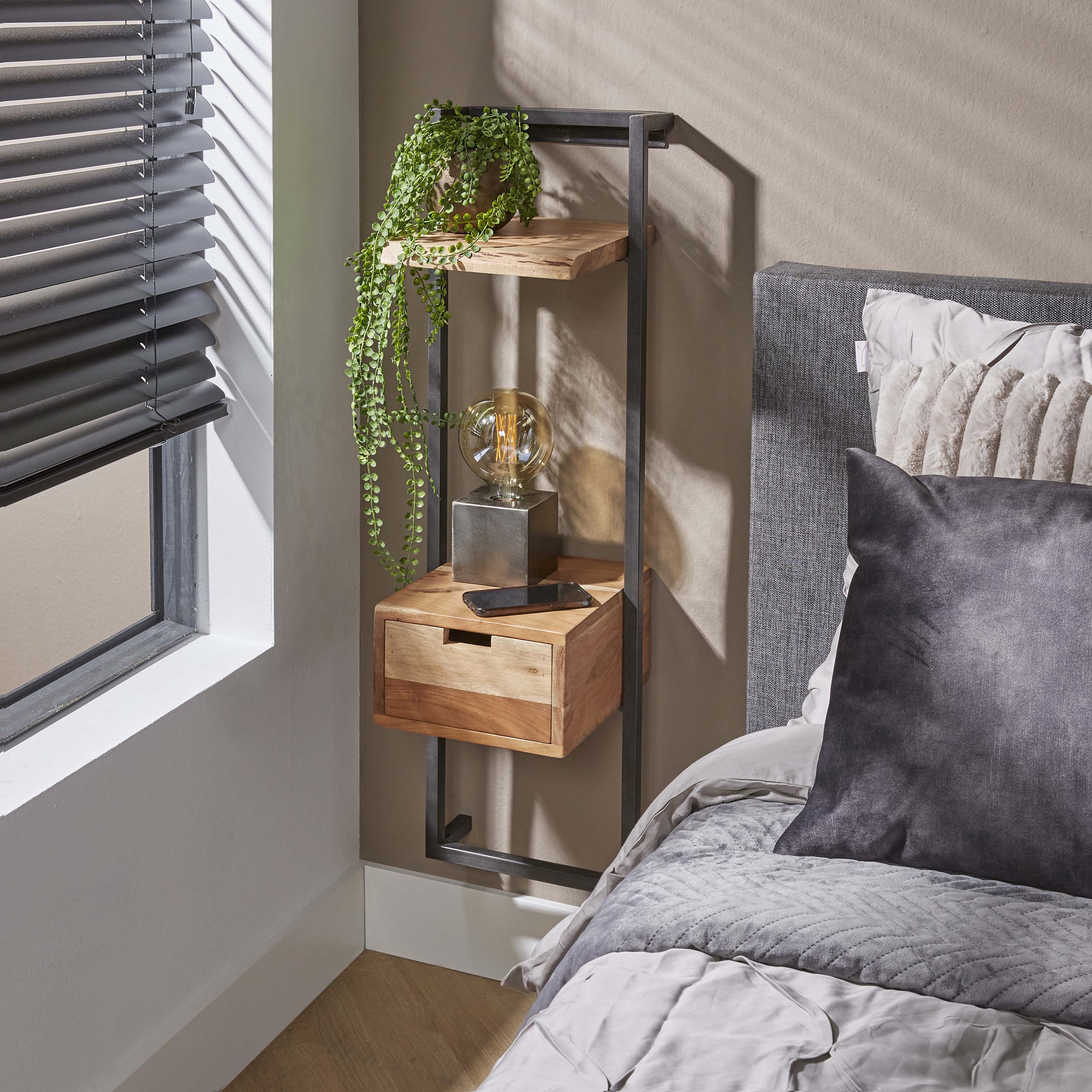 Nachtkastje Air Solid XS 1 lade / Massief acacia - Zijlstra