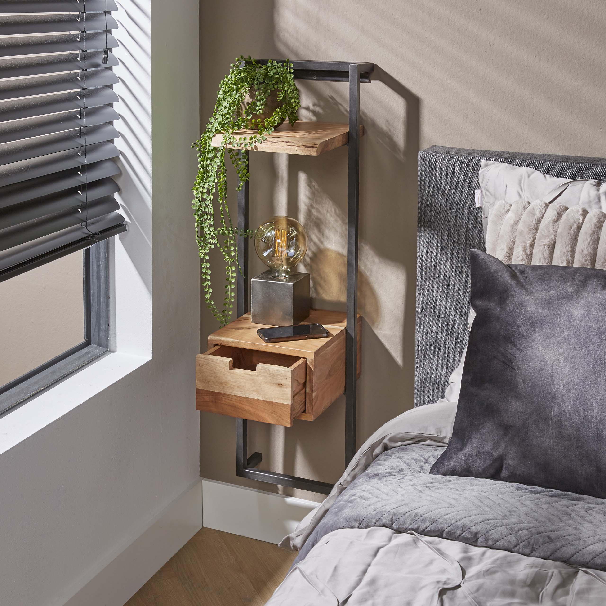 Nachtkastje Air Solid XS 1 lade / Massief acacia - Zijlstra