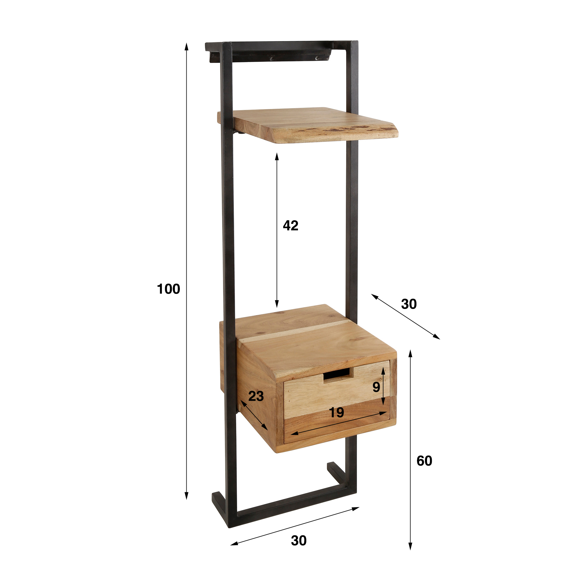 Bedside Table Air Solid XS 1 drawer / Solid acacia - Zijlstra