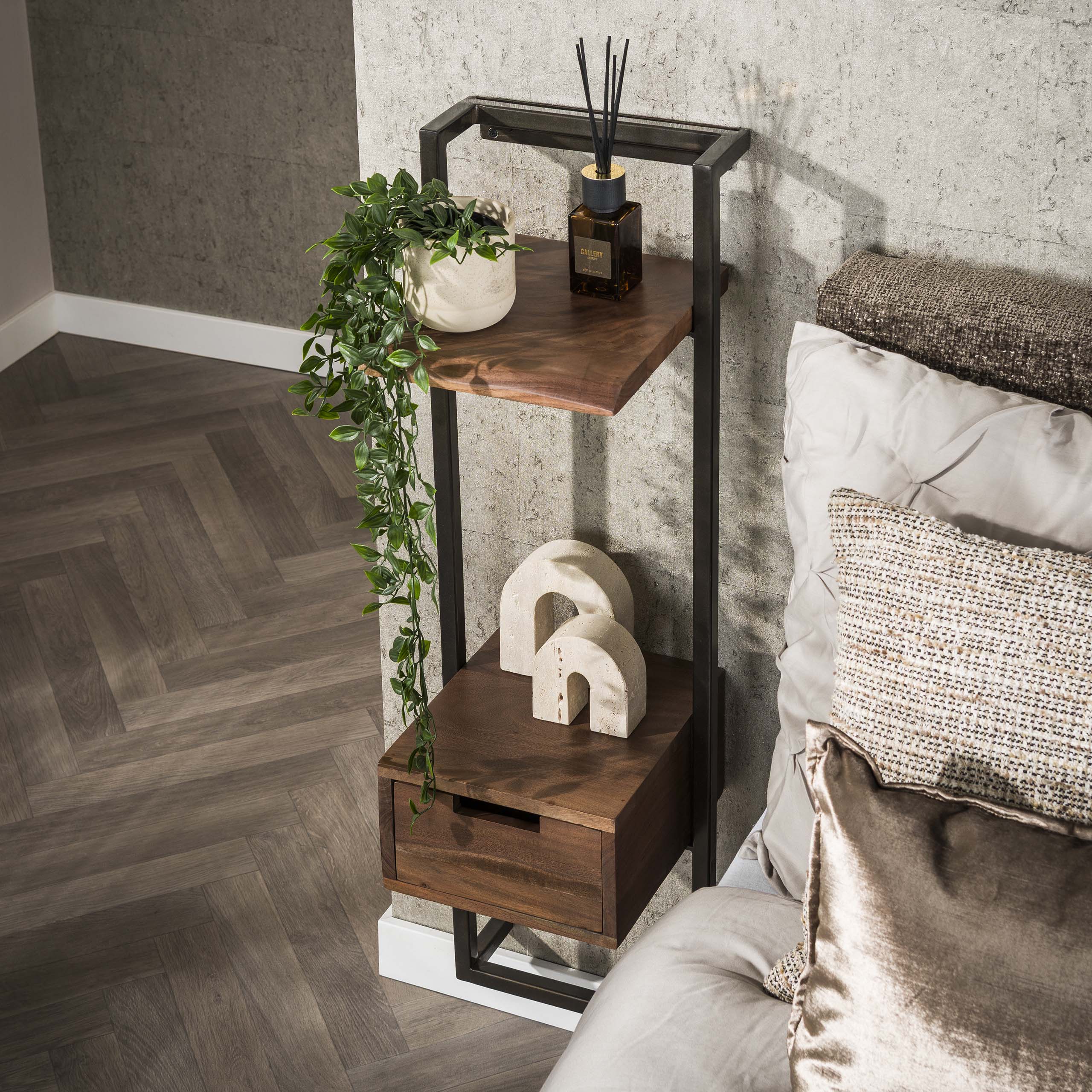 Nachtkastje Air Solid XS 1 lade / Massief acacia bruin - Zijlstra