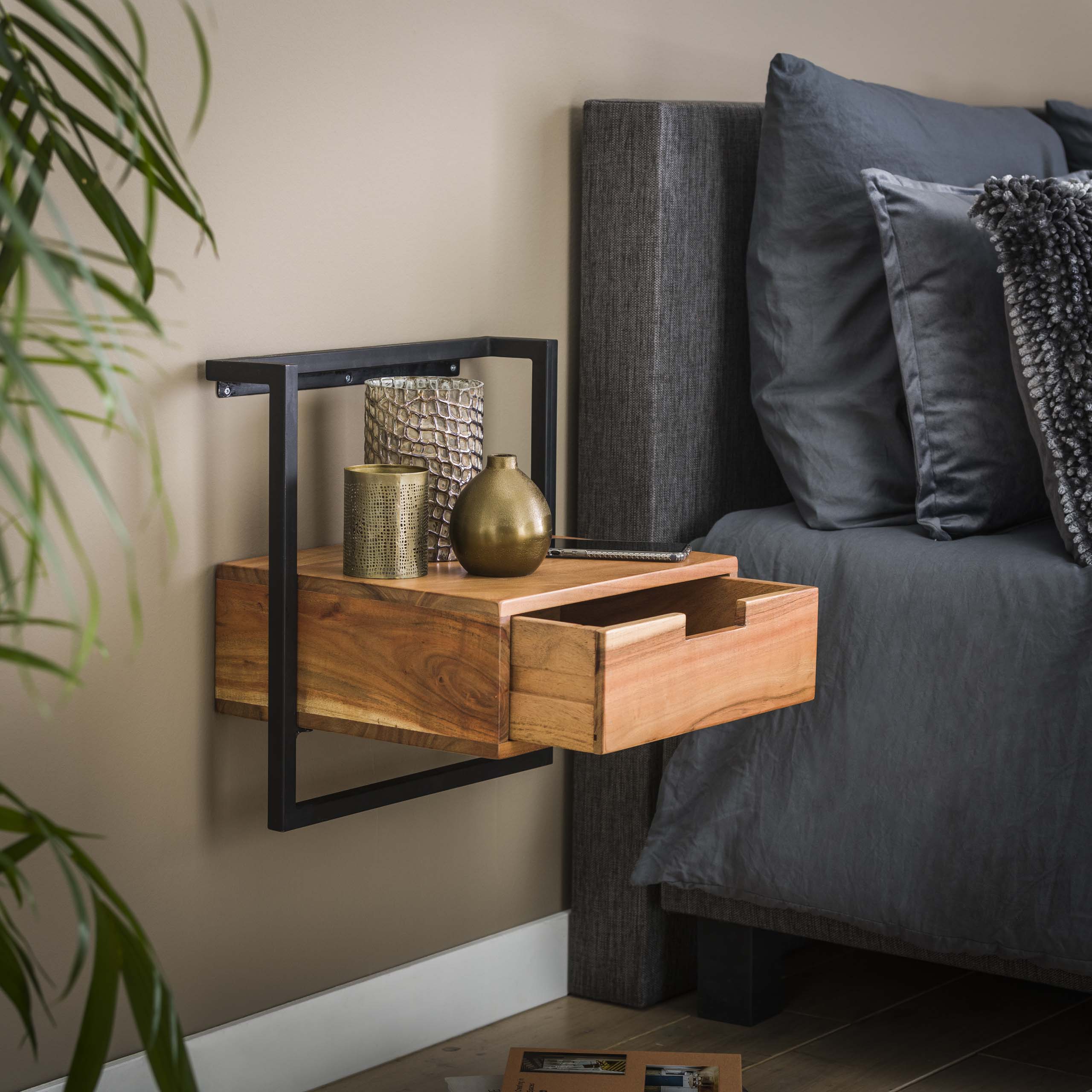 Nachtkastje Air Solid 1 lade / Massief acacia - Zijlstra