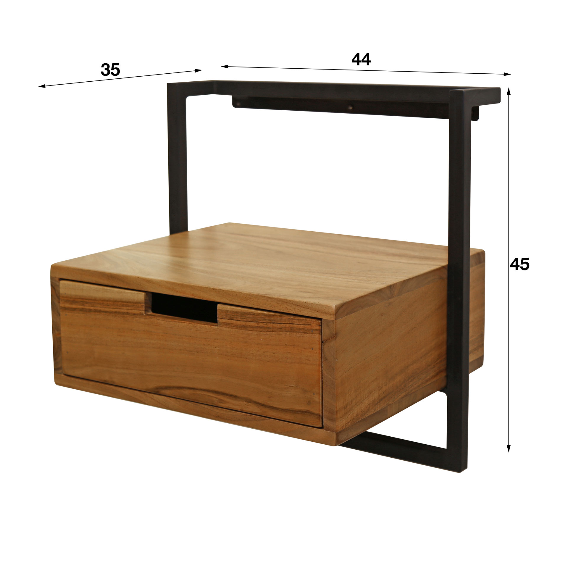 Nachttisch Air Solid 1 Schublade aus massivem Akazienholz (Massiv acacia) - Emmo Design