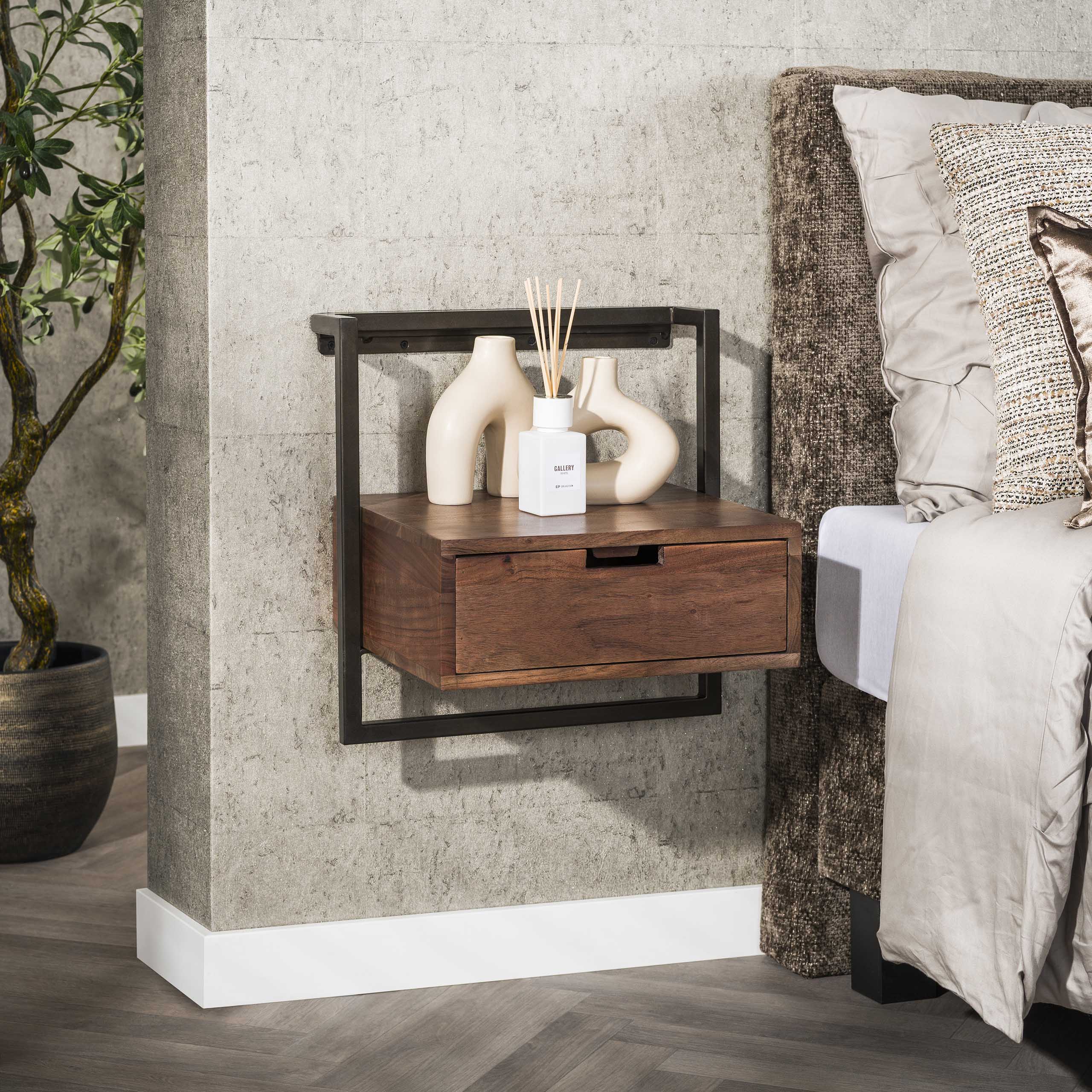 Nachtkastje Air Solid 1 lade / Massief acacia bruin - Zijlstra