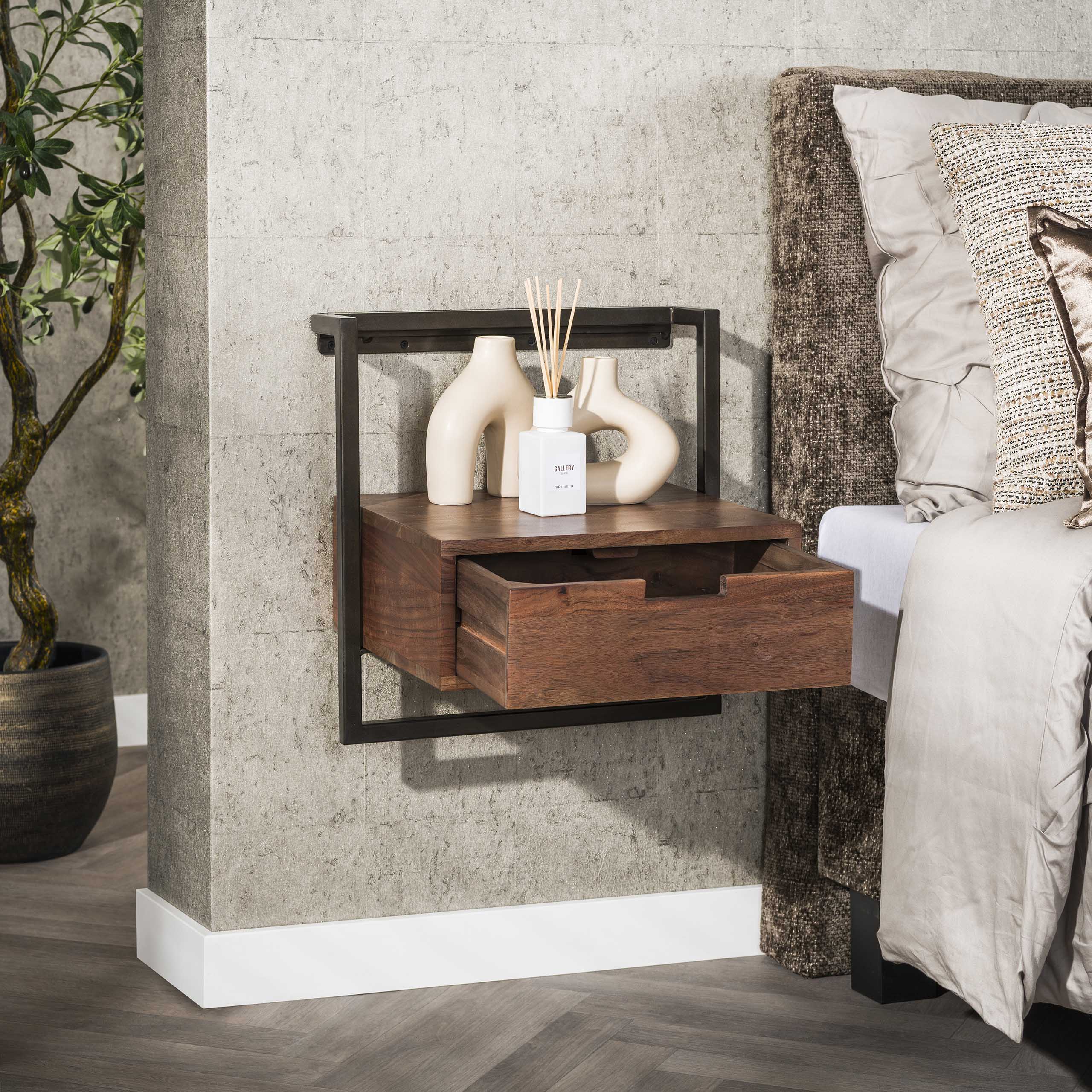 Nachtkastje Air Solid 1 lade / Massief acacia bruin - Zijlstra