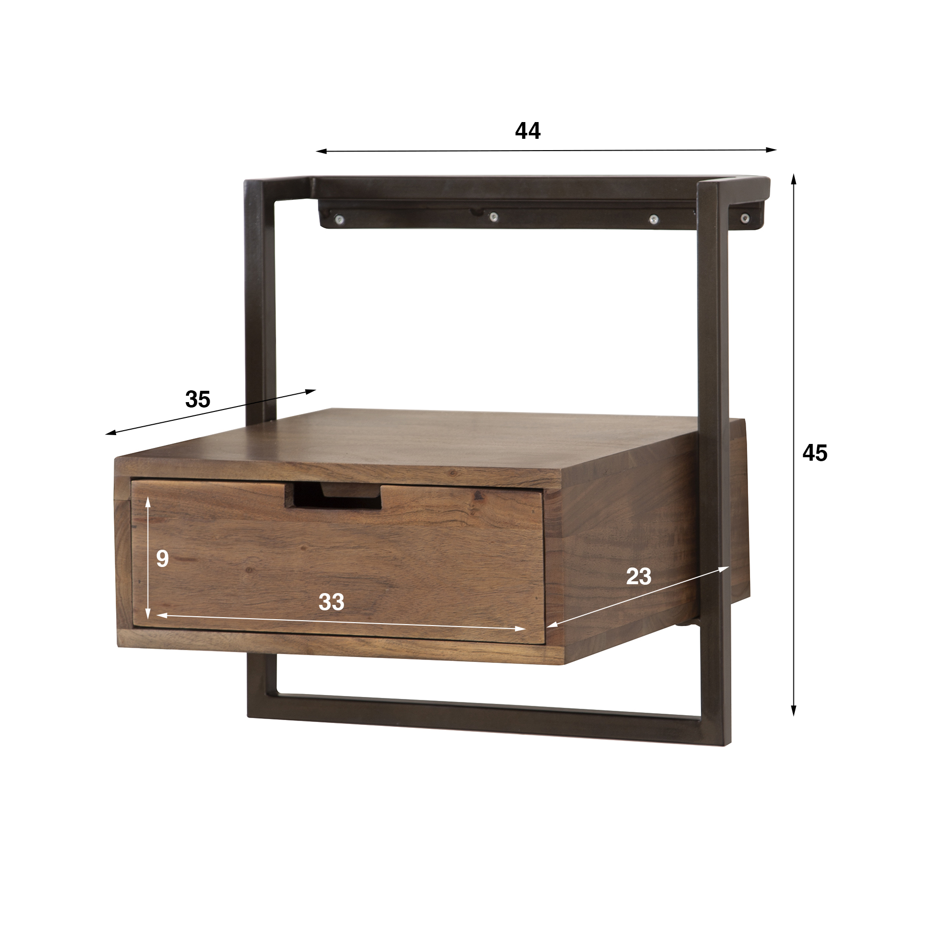 Bedside Table Air Solid 1 drawer / Solid acacia brown - Zijlstra
