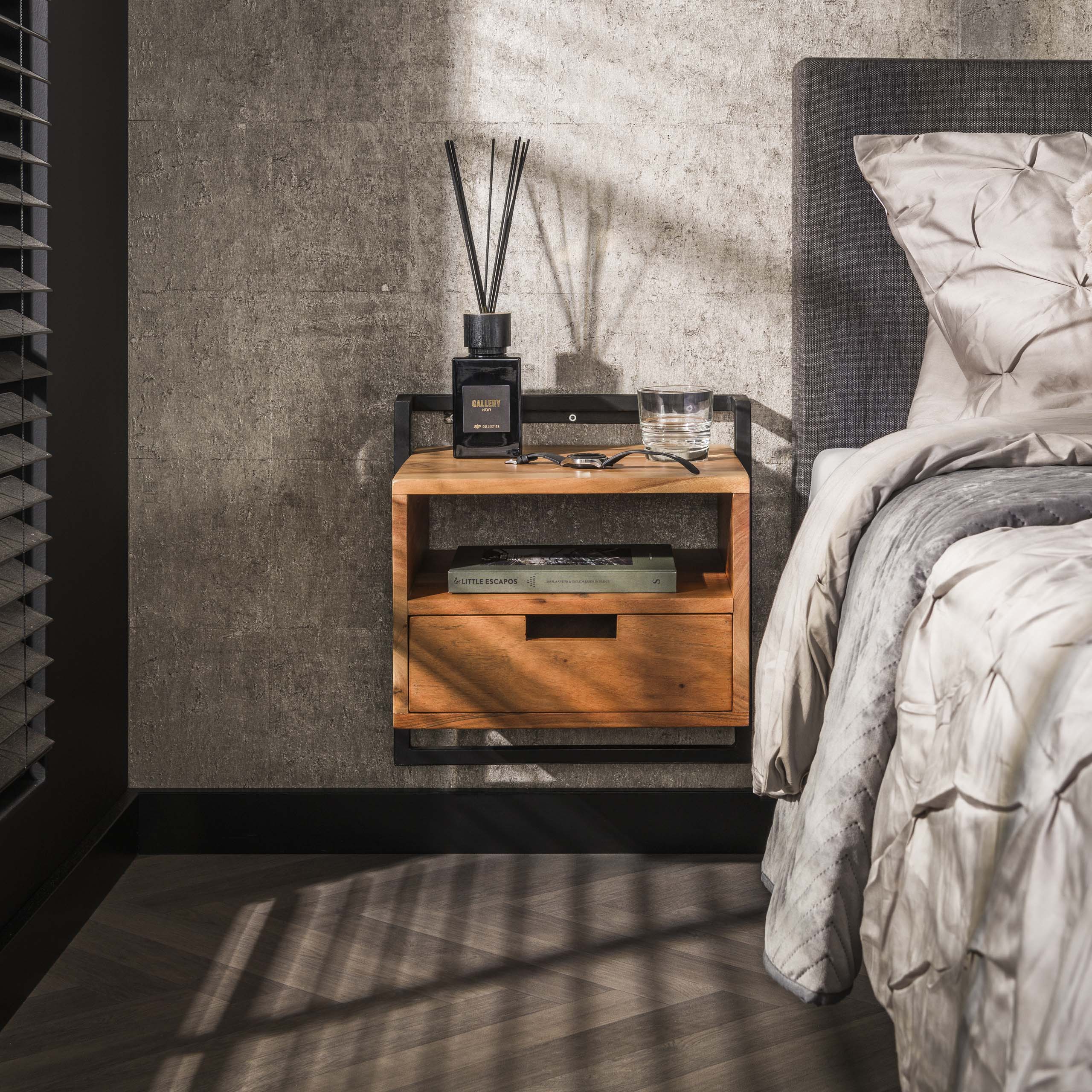 Nachtkastje Air Solid open vak 1 lade / Massief acacia - Zijlstra