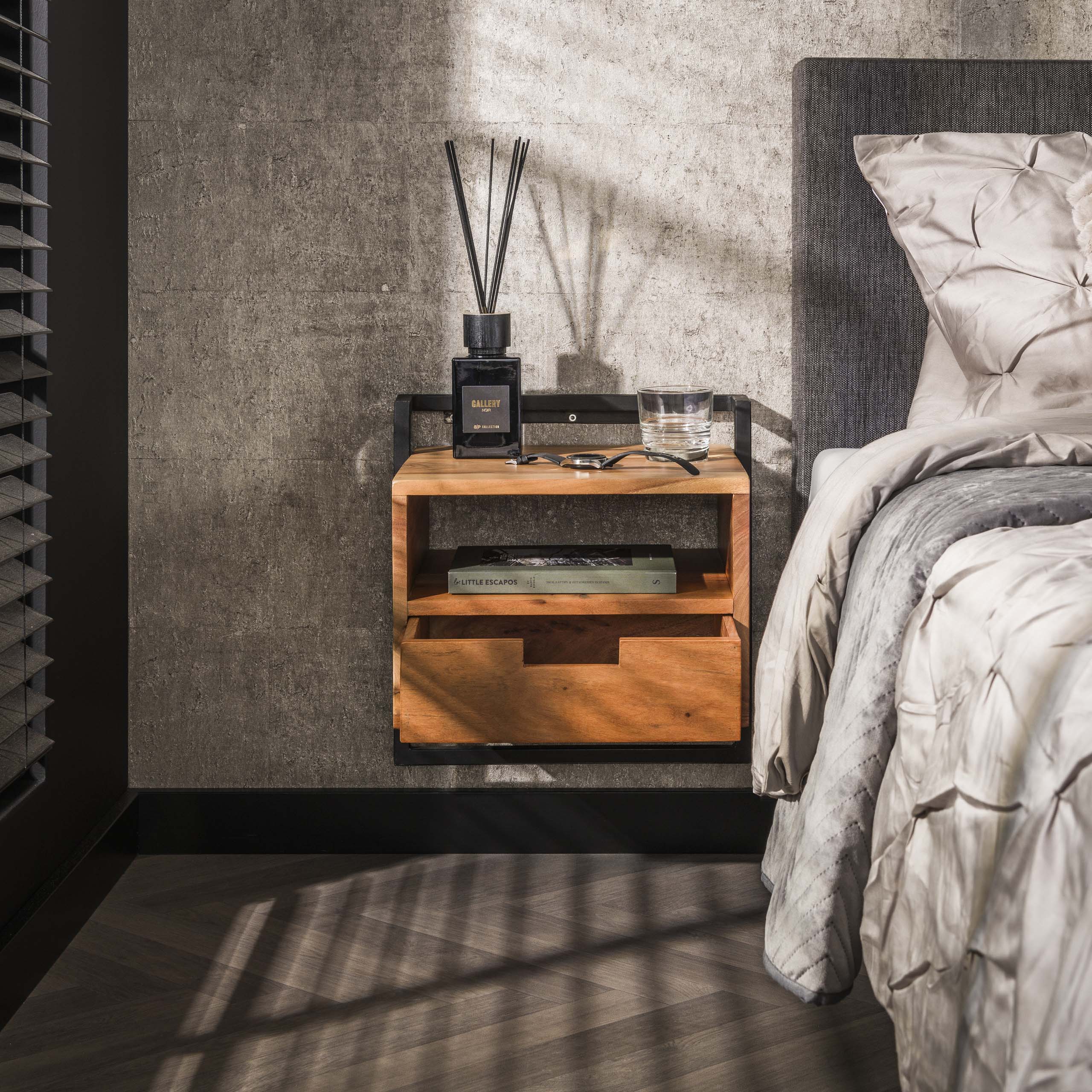 Nachtkastje Air Solid open vak 1 lade / Massief acacia - Zijlstra