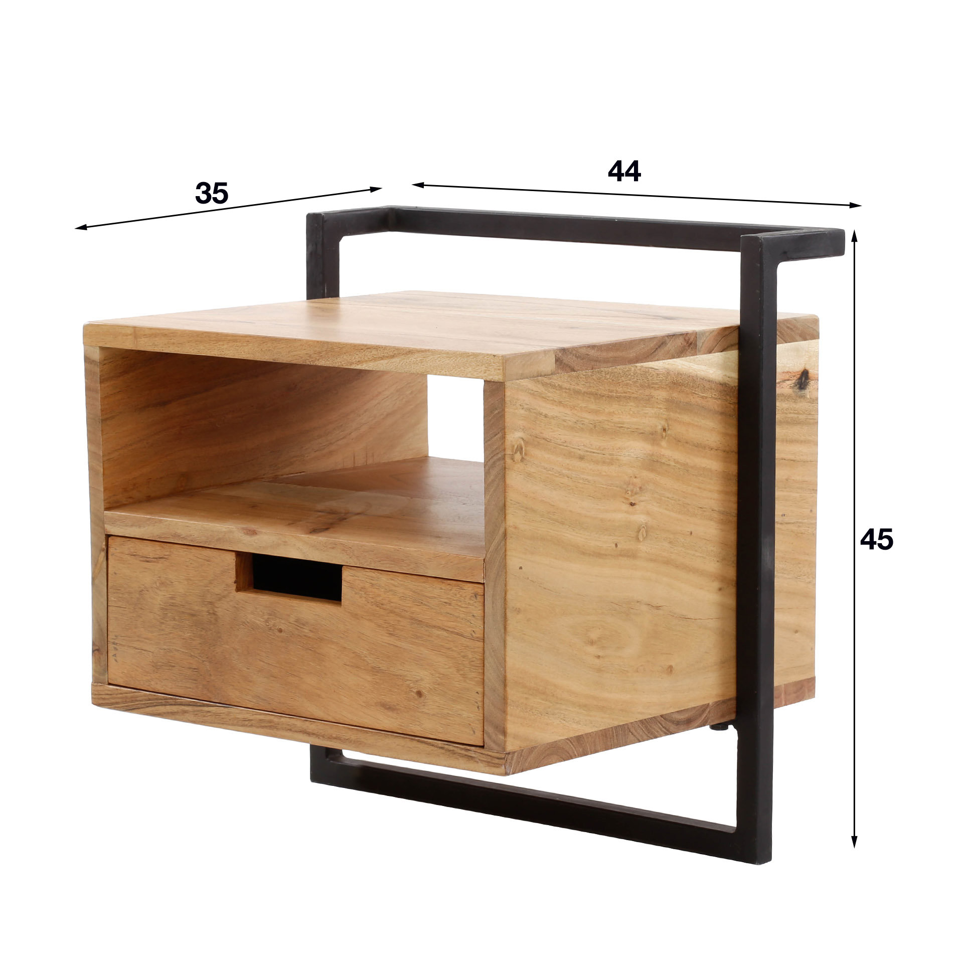 Air Solid bedside table open compartment 1 drawer / Solid acacia - Zijlstra