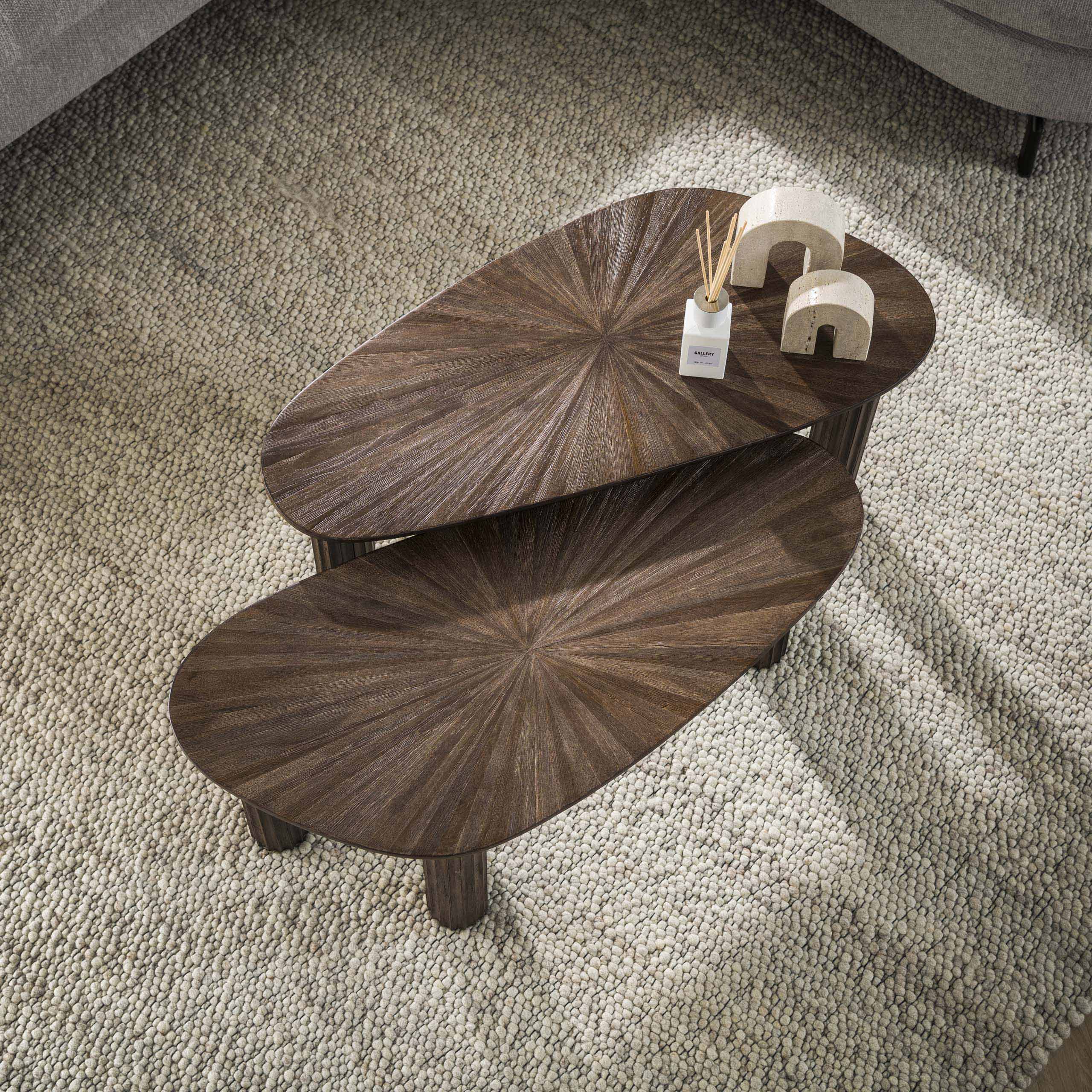 Salontafel Maya Teak organisch set van 2 / Massief teak espresso - Zijlstra