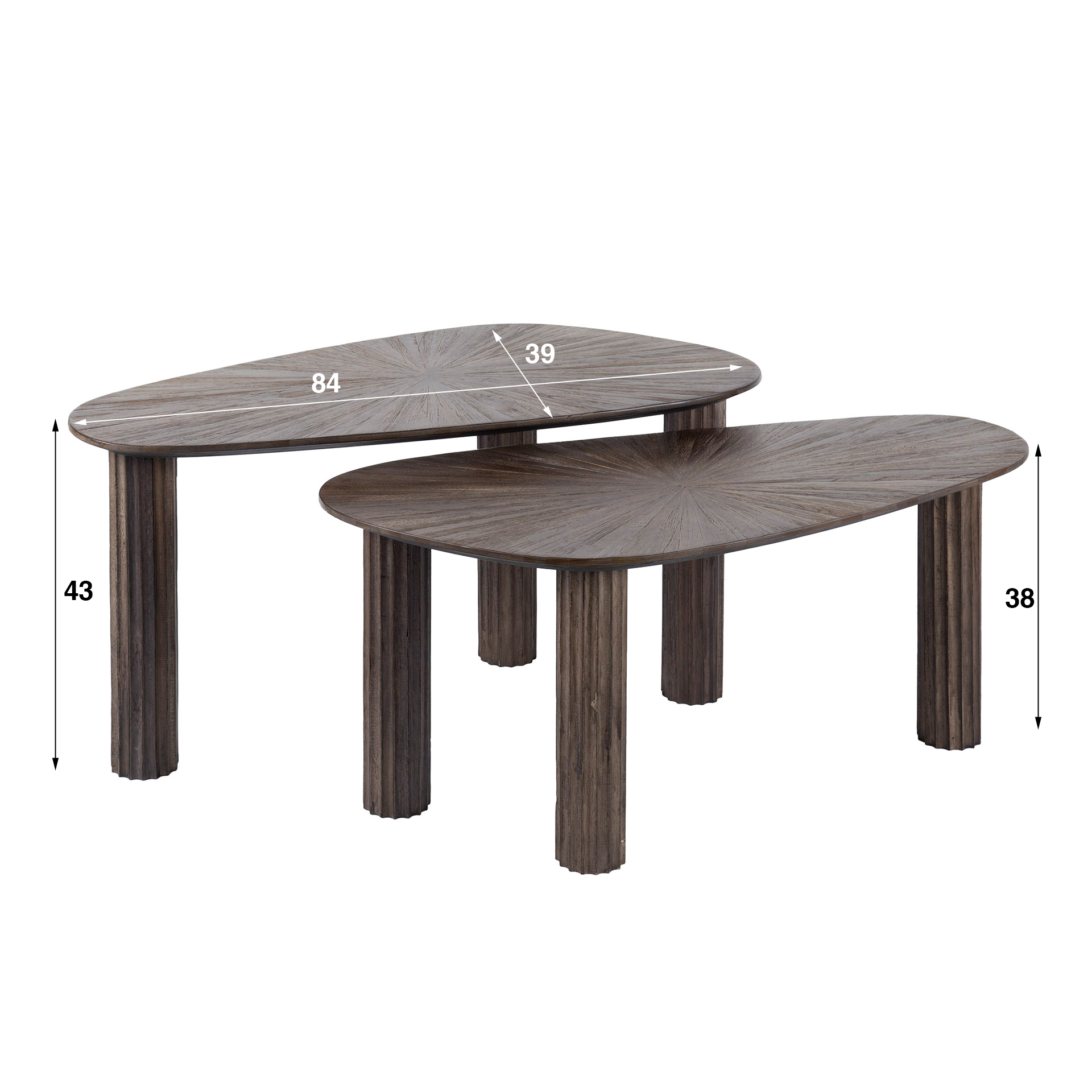 Salontafel Maya Teak organisch set van 2 / Massief teak espresso - Zijlstra