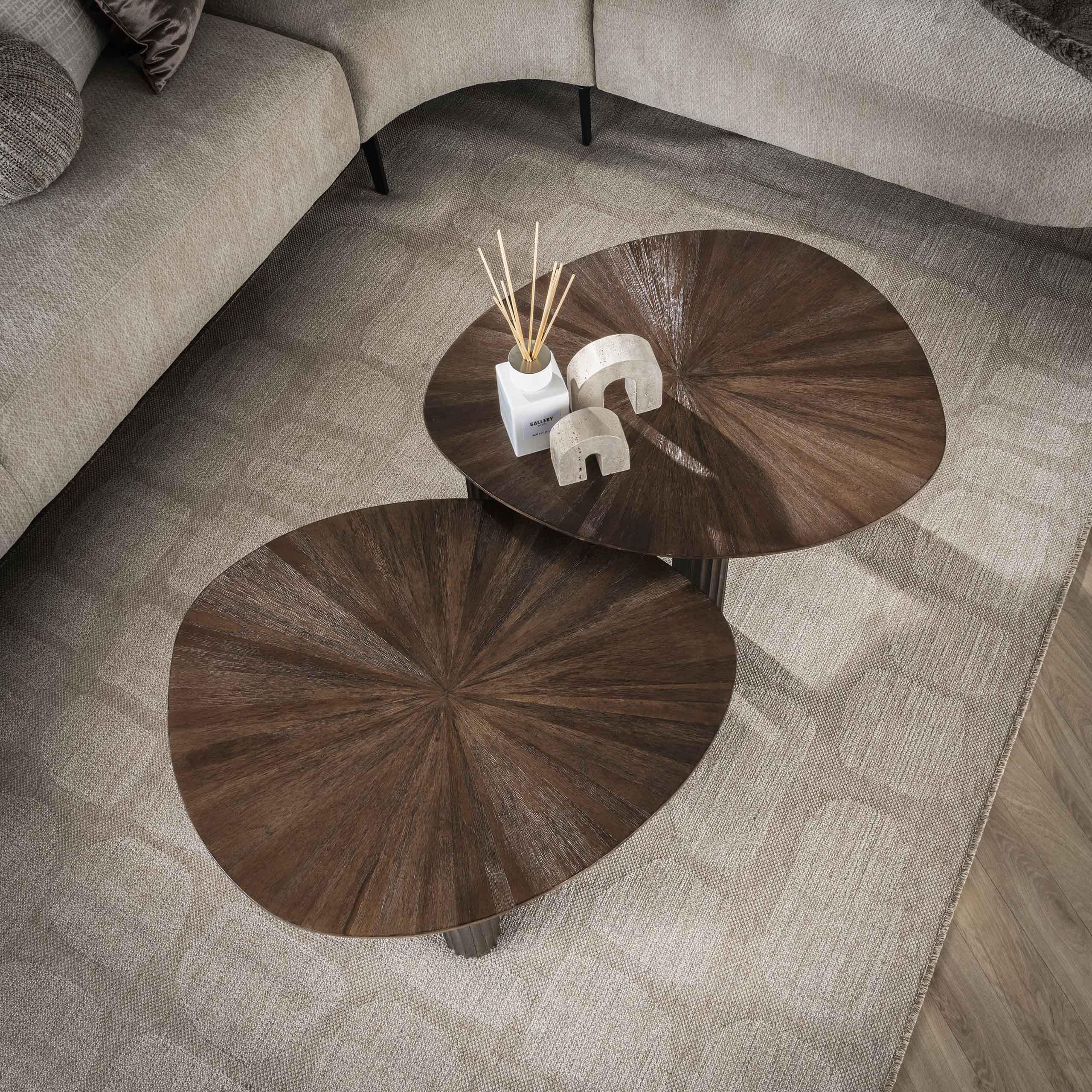 Salontafel Maya Teak driehoekig set van 2 / Massief teak espresso - Zijlstra
