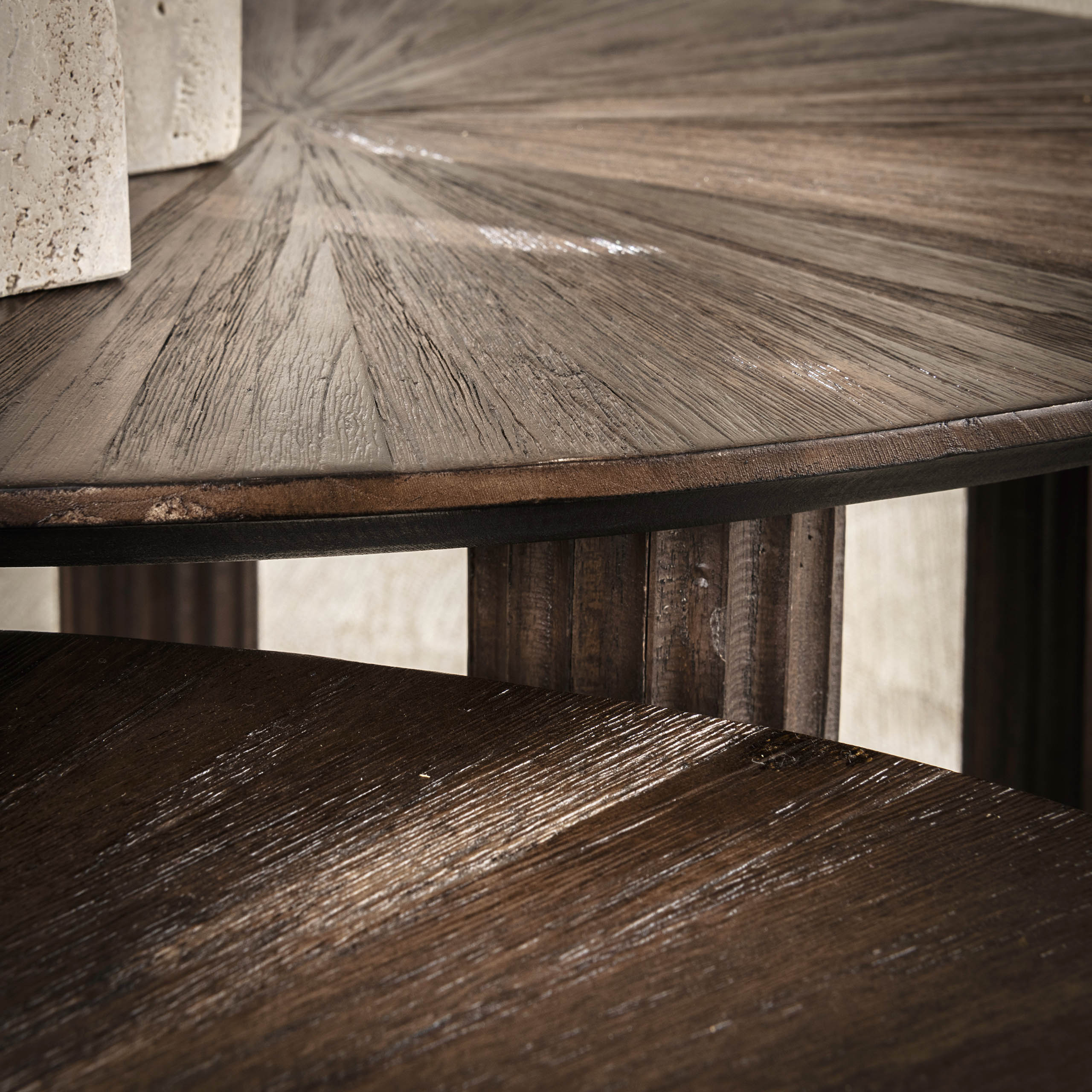 Salontafel Maya Teak driehoekig set van 2 / Massief teak espresso - Zijlstra