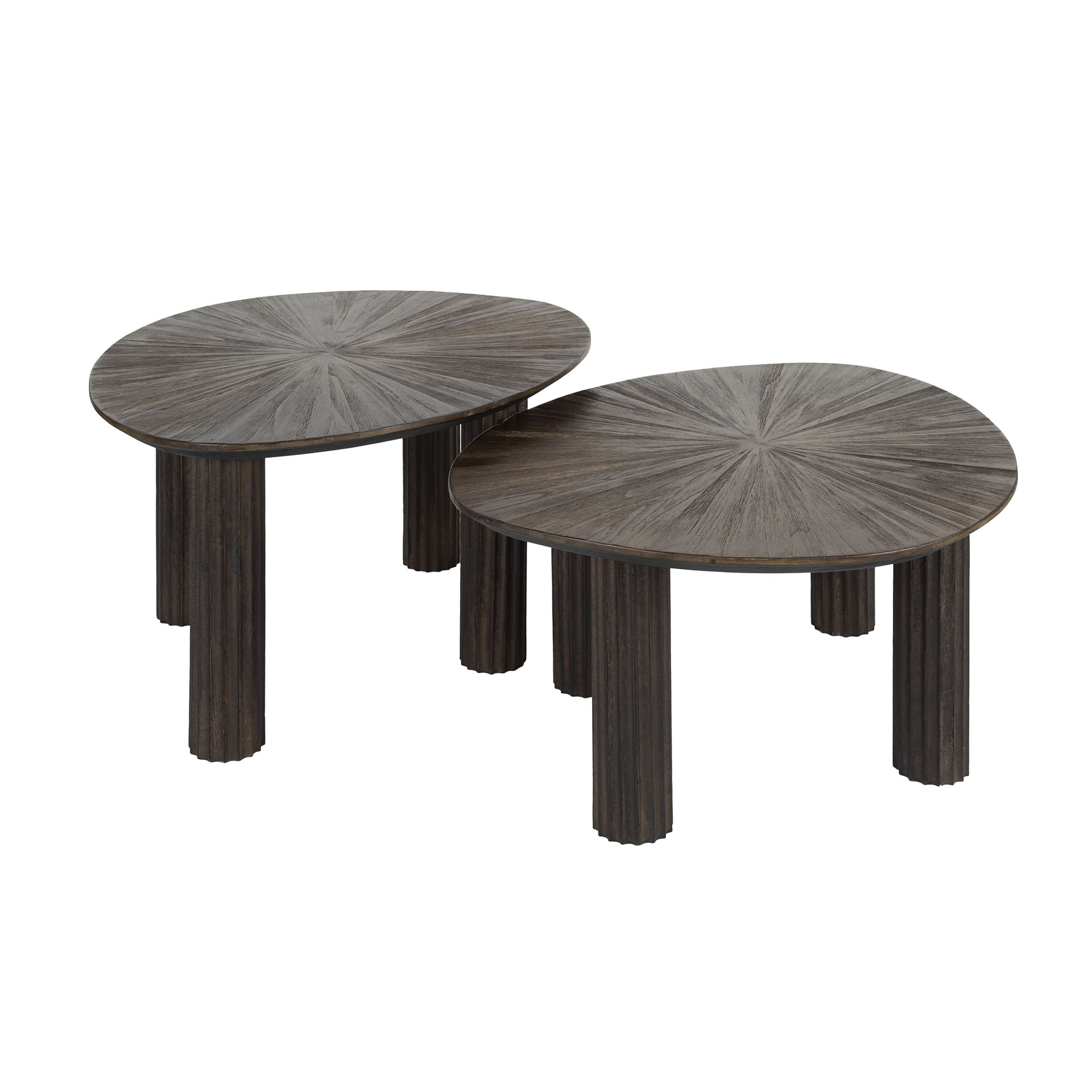 Salontafel Maya Teak driehoekig set van 2 / Massief teak espresso - Zijlstra