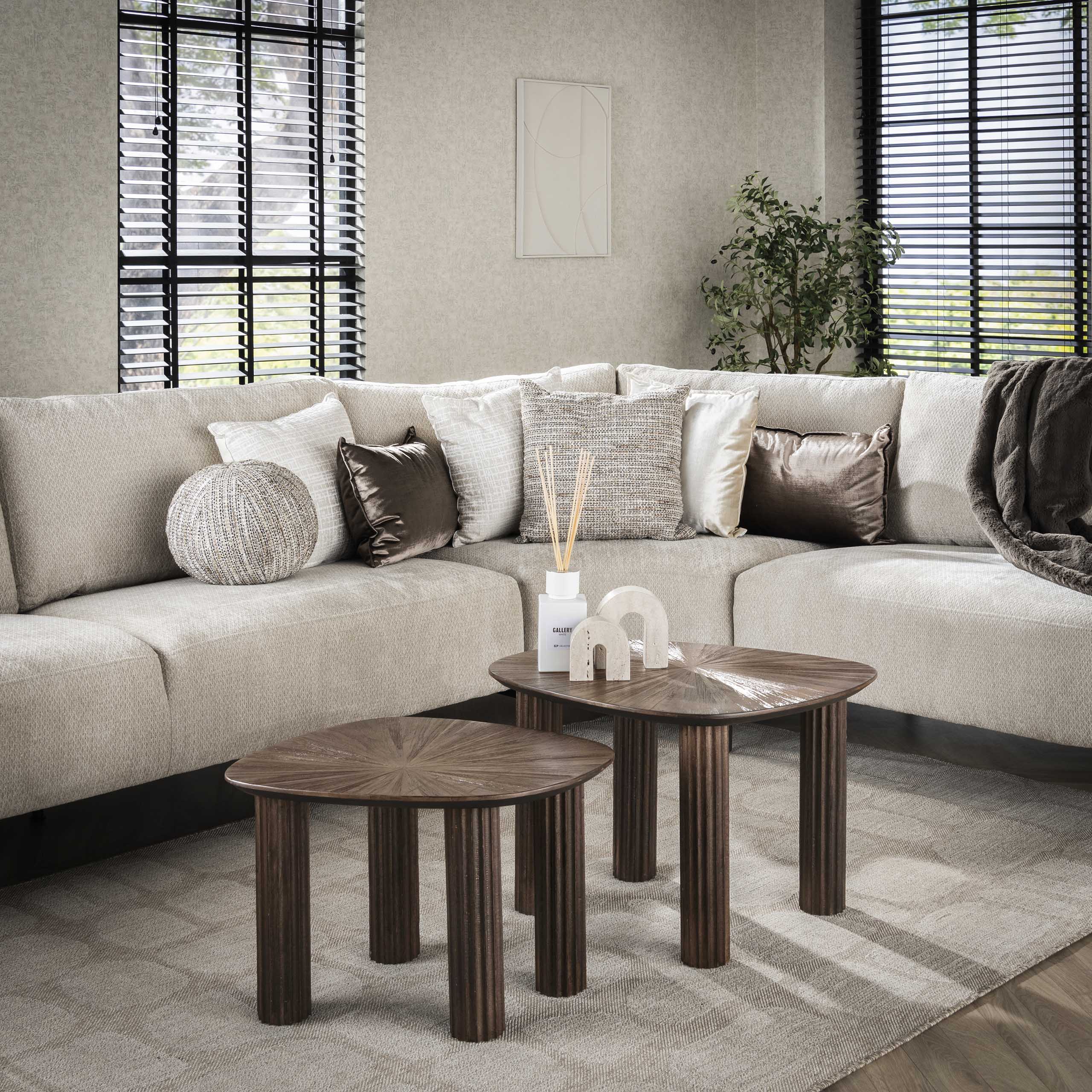 Salontafel Maya Teak vierhoekig set van 2 / Massief teak espresso - Zijlstra