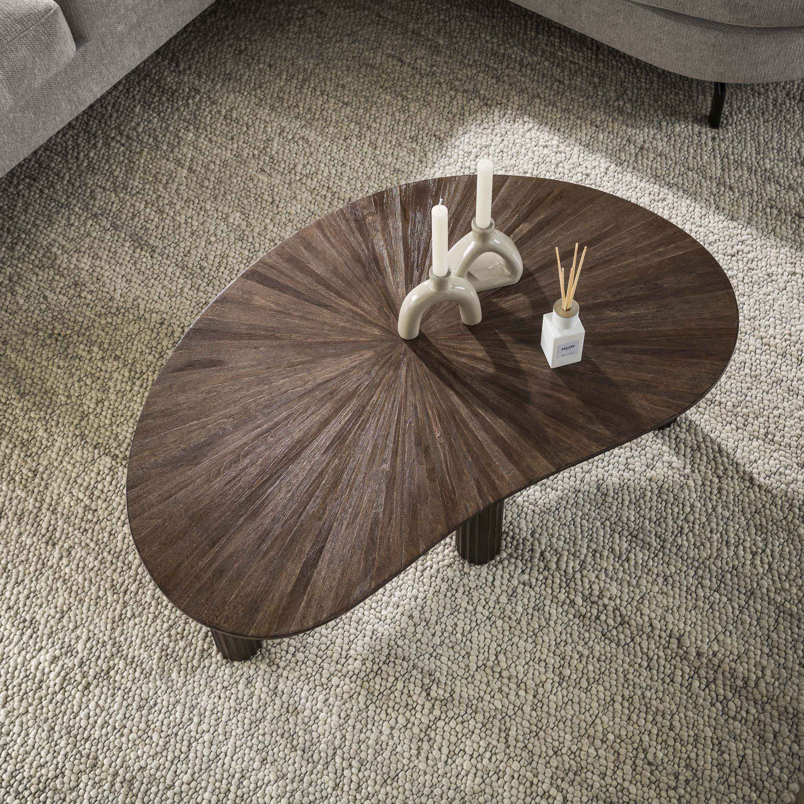 Salontafel Maya Teak niervormig 110cm / Massief teak espresso - Zijlstra