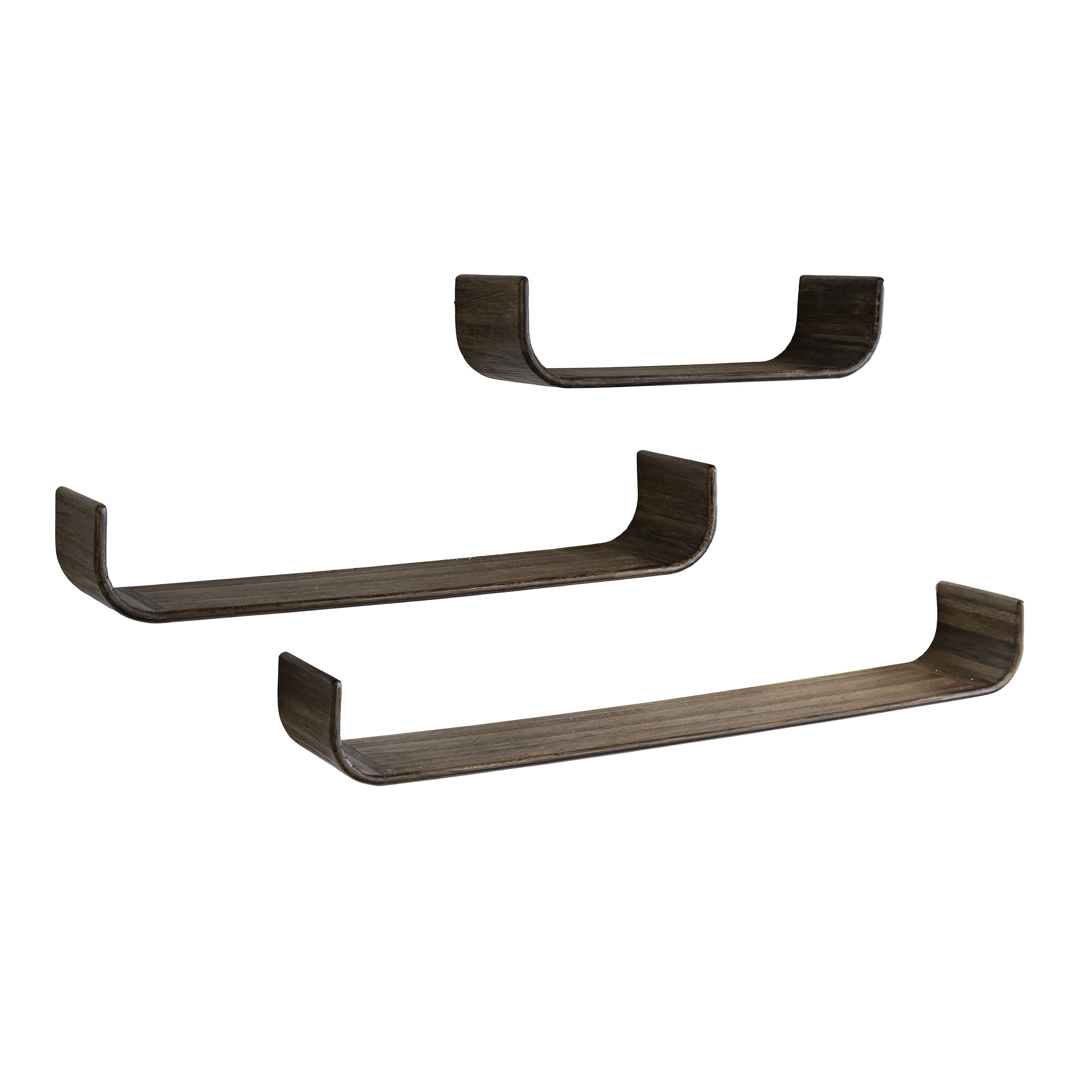Wandboard Maya Teak U-shape (3er-Set) aus massivem Teakholz Espresso (Massiv Teak espresso) - Emmo Design