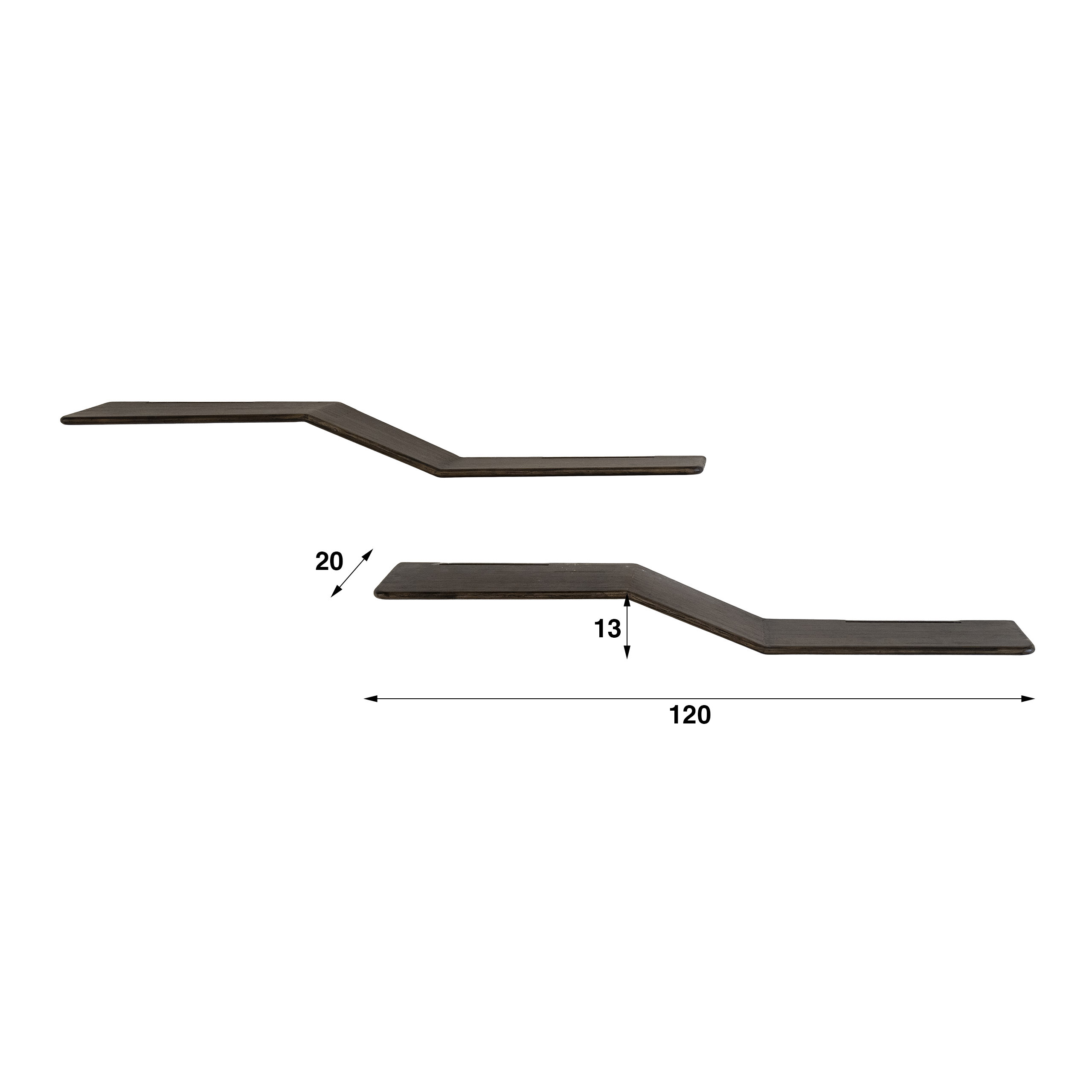 Wandboard Maya Teak S-shape (2er-Set) aus massivem Teakholz Espresso (Massiv Teak espresso) - Emmo Design