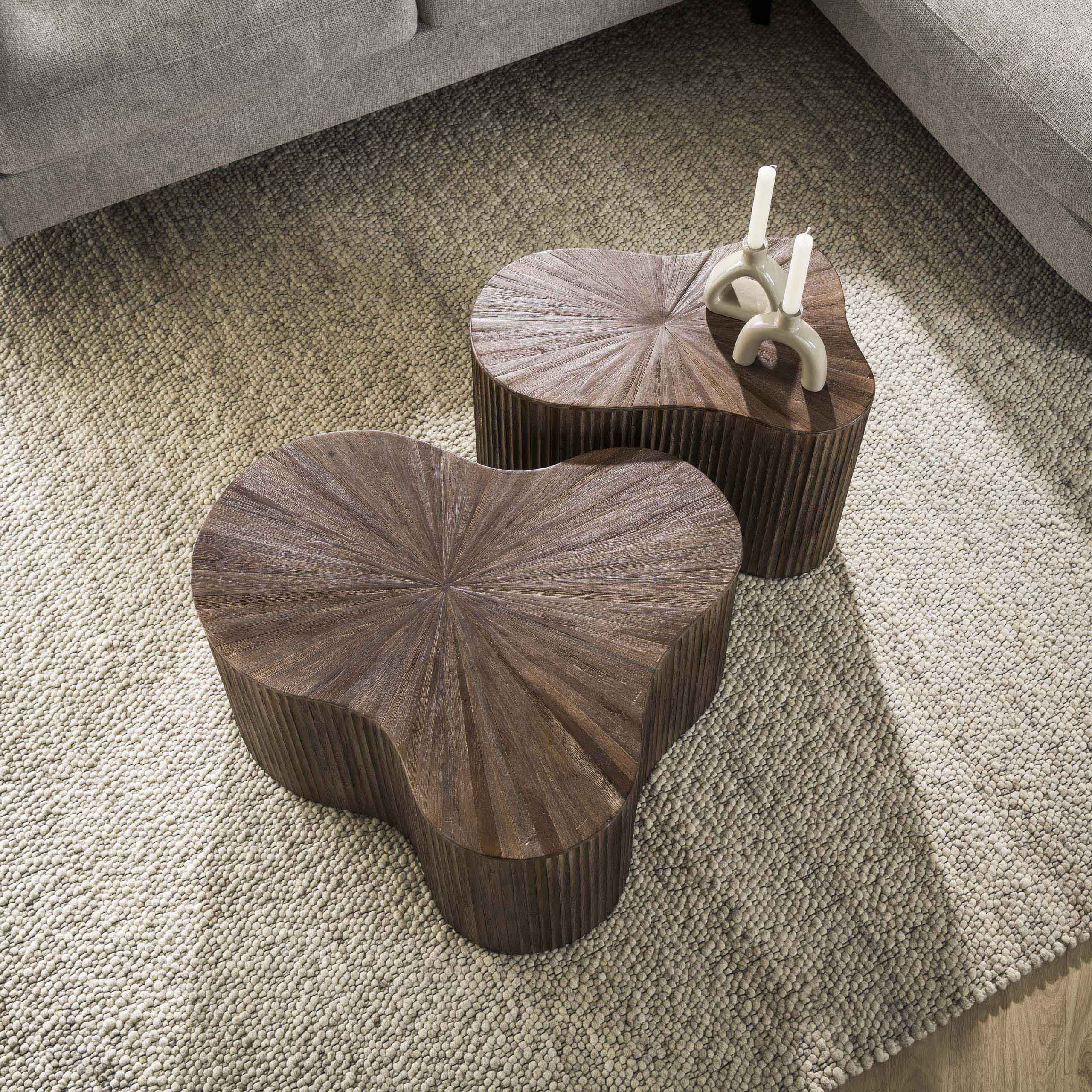 Salontafel Maya Teak shamrock set van 2 / Massief teak espresso - Zijlstra