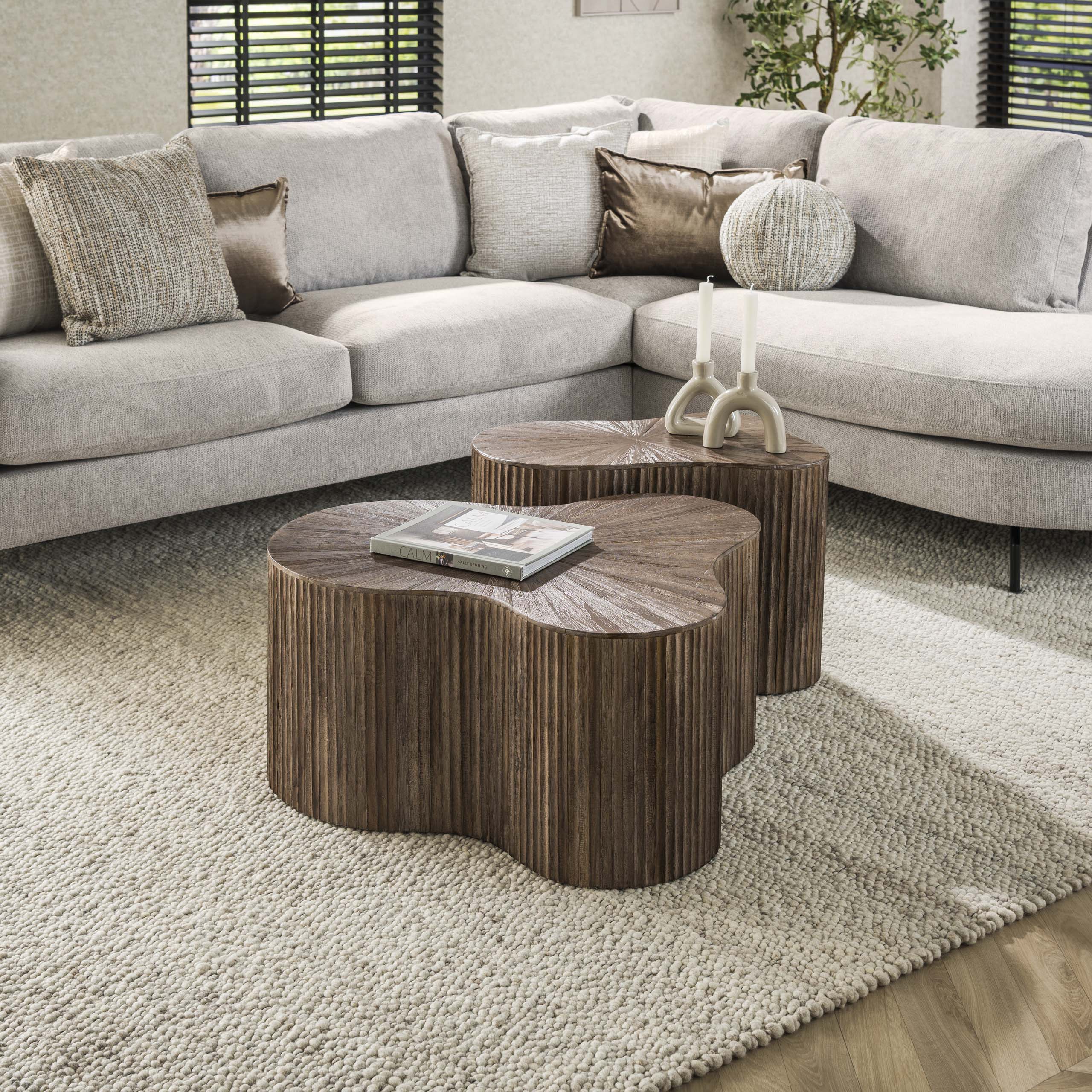 Couchtisch-Set Maya Teak shamrock (2-teilig) aus massivem Teakholz Espresso (Massiv Teak espresso) - Emmo Design