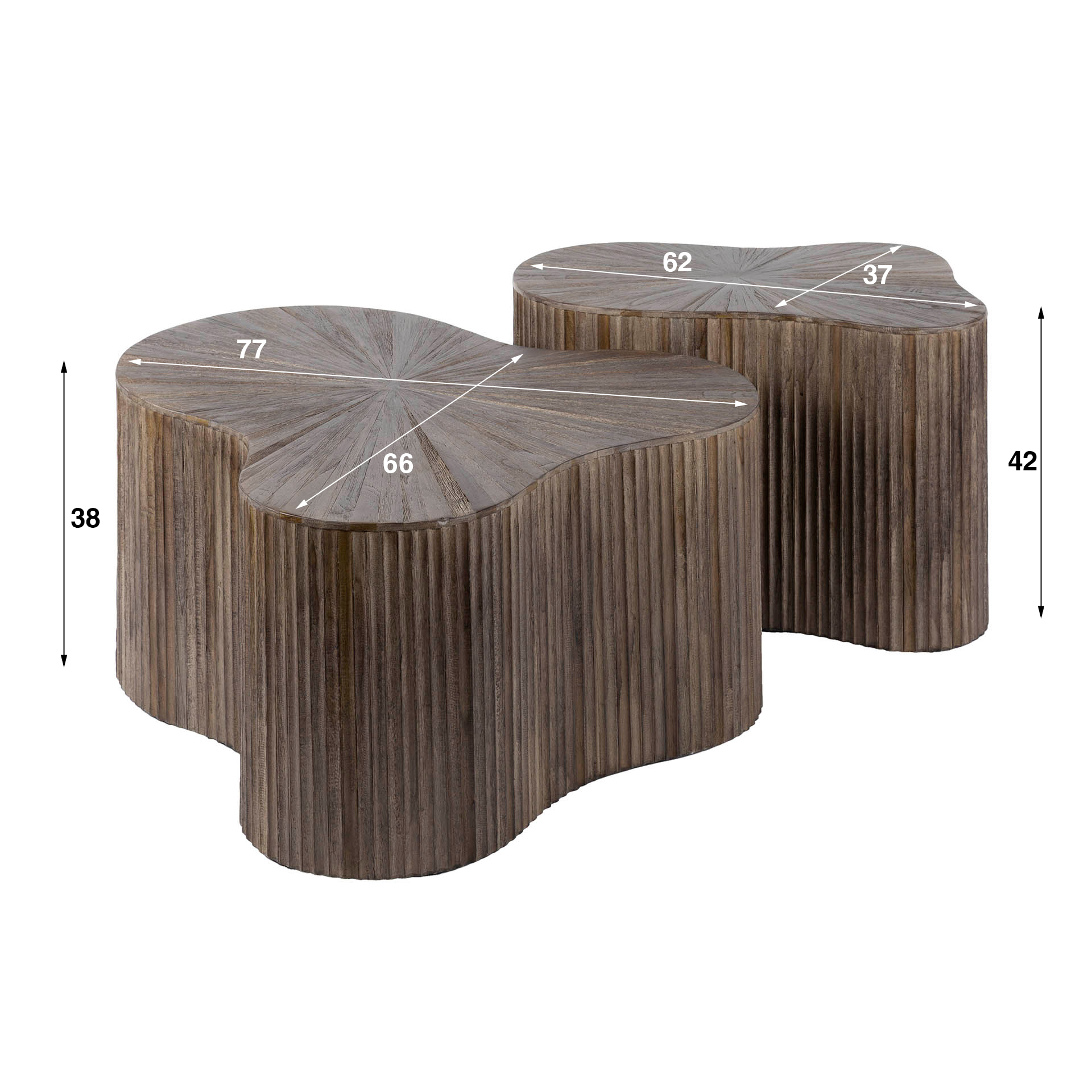 Couchtisch-Set Maya Teak shamrock (2-teilig) aus massivem Teakholz Espresso (Massiv Teak espresso) - Emmo Design