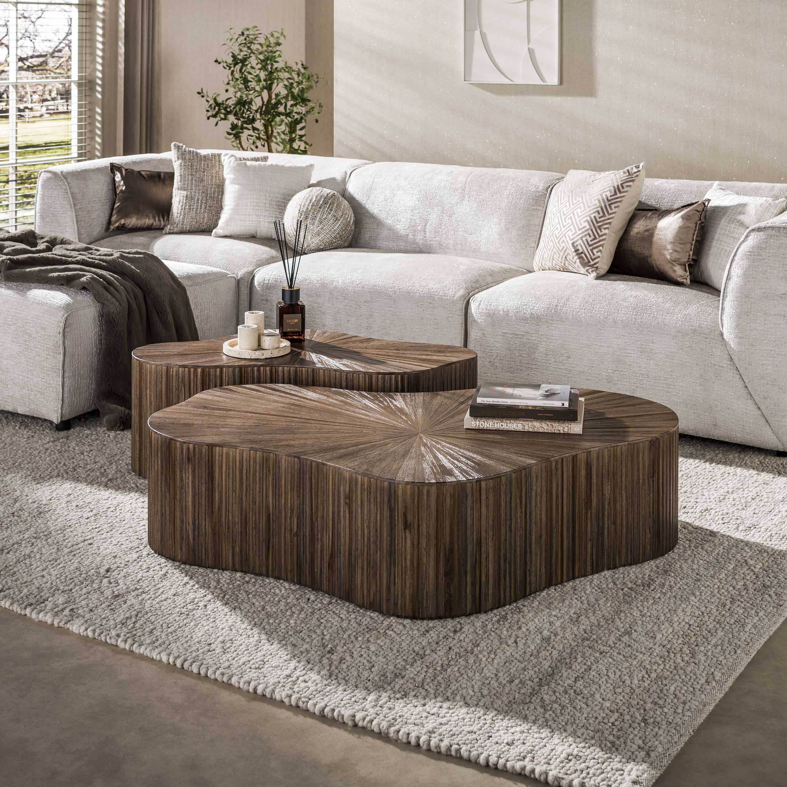Salontafel Maya Teak XL shamrock set van 2 / Massief teak espresso - Zijlstra