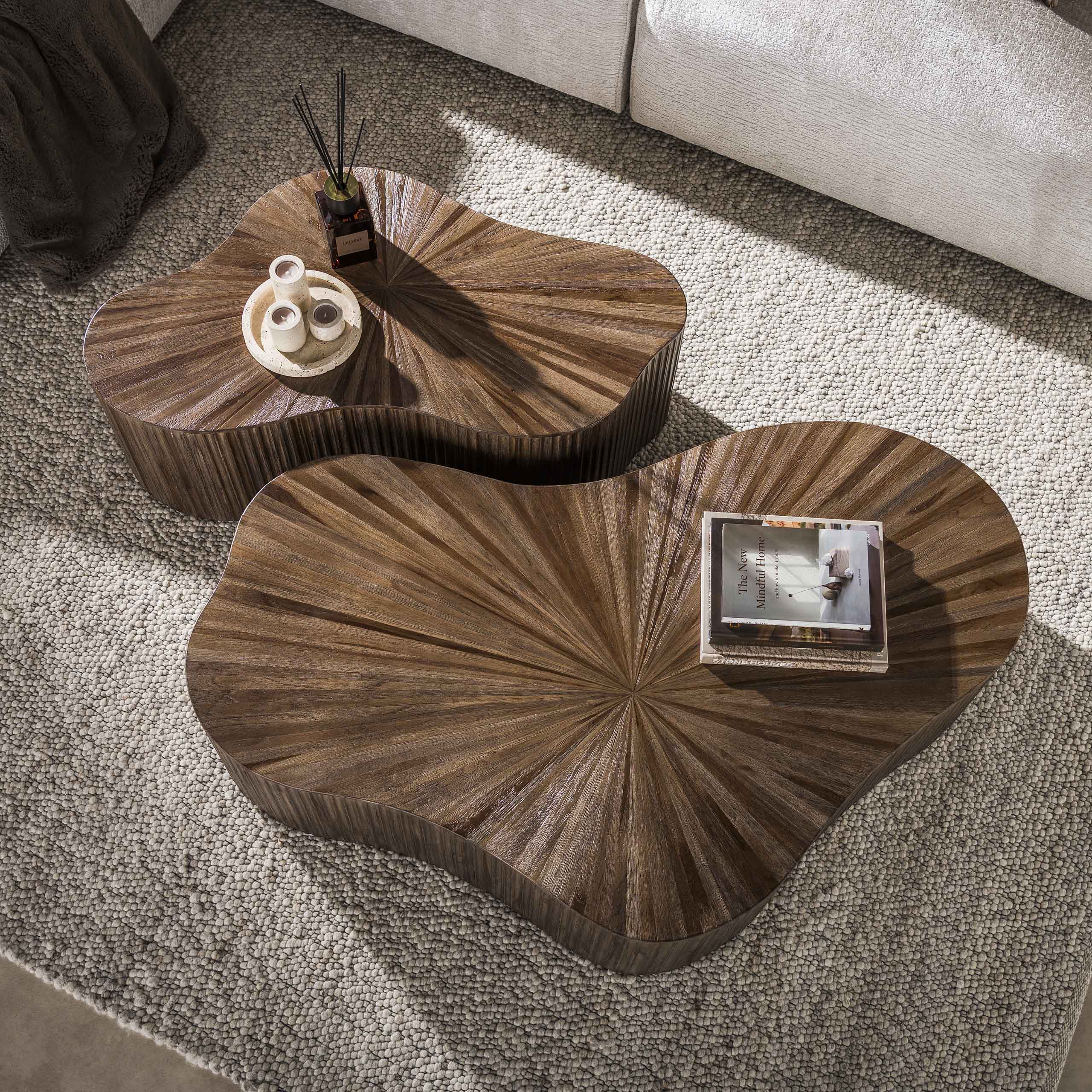 Mesa de centro Maya Teak XL shamrock, juego de 2 / Teca maciza espresso - Zijlstra