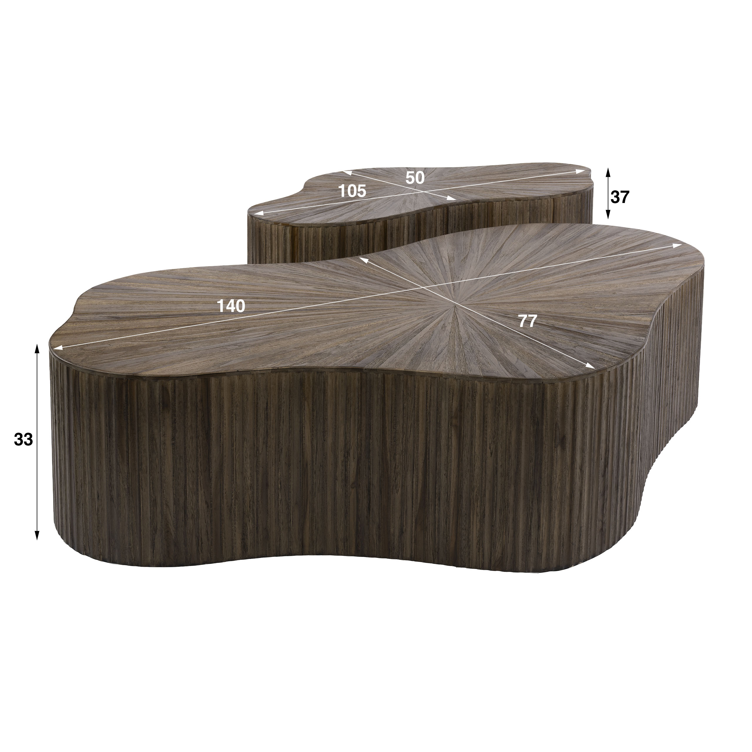 Mesa de centro Maya Teak XL shamrock, juego de 2 / Teca maciza espresso - Zijlstra