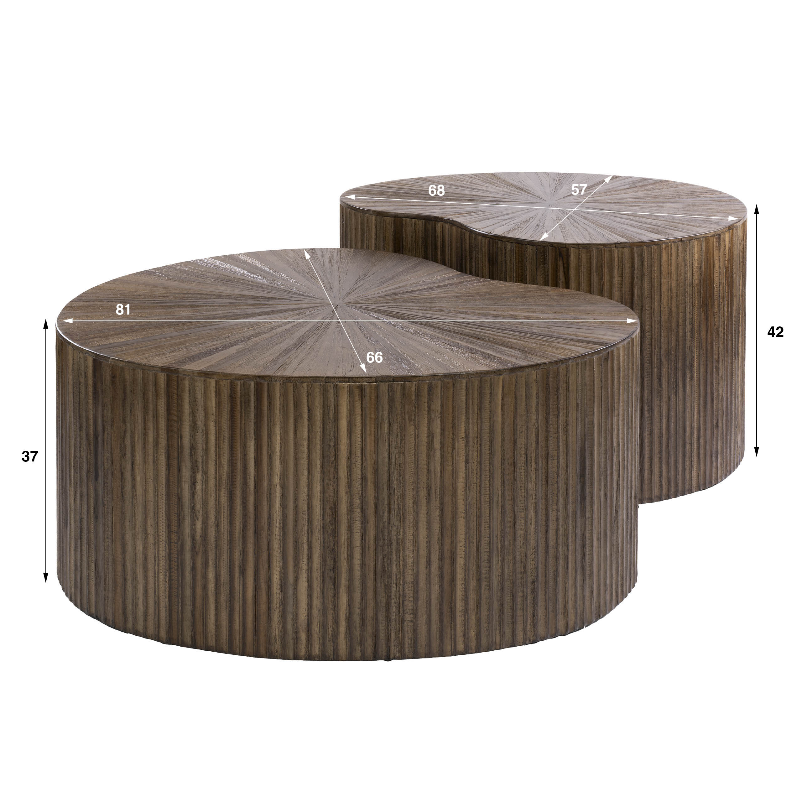 Salontafel Maya Teak niervormig set van 2 / Massief teak espresso - Zijlstra