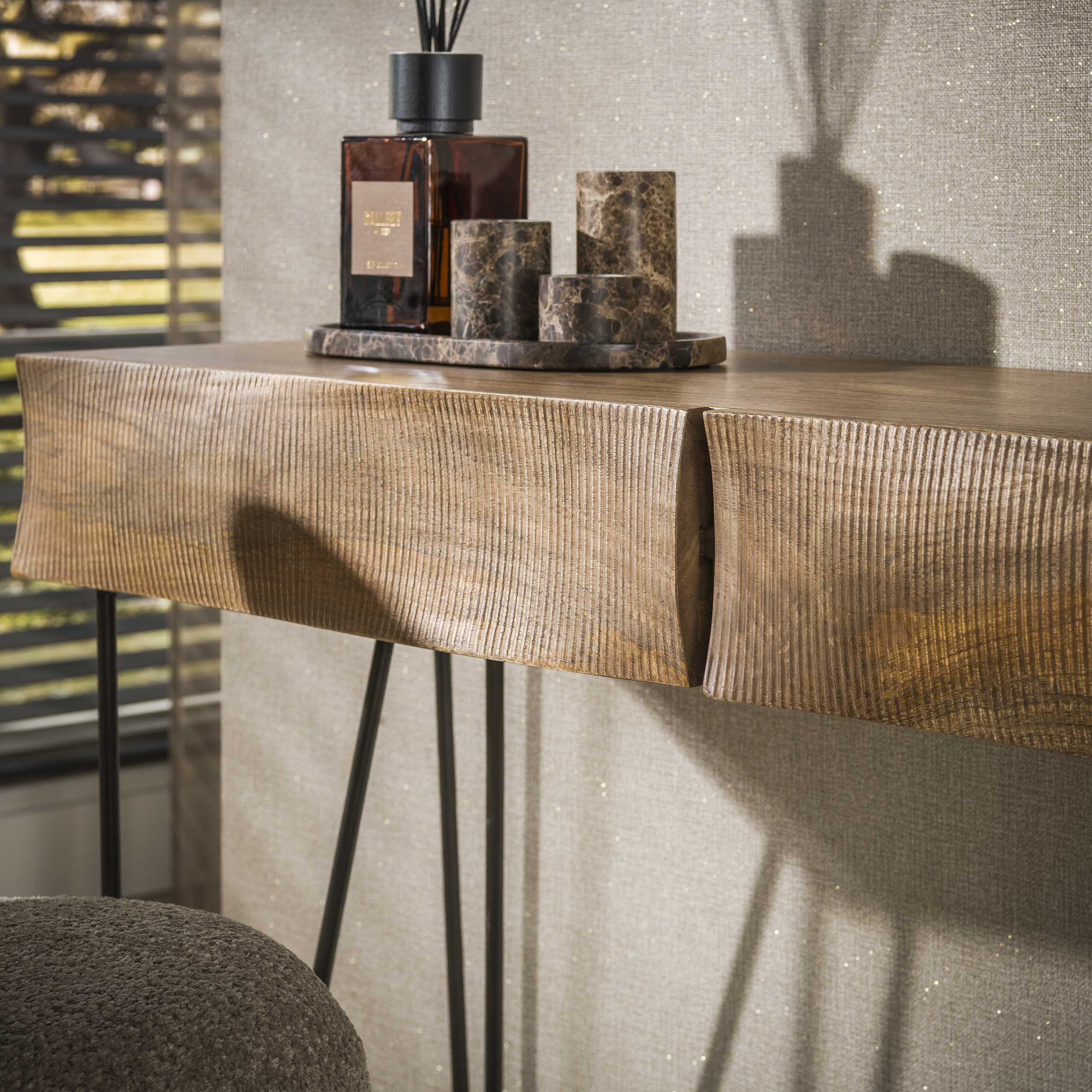 Flur-/Schminktisch Ocean 2 Schubladen / Massives Mangoholz Sand - Zijlstra