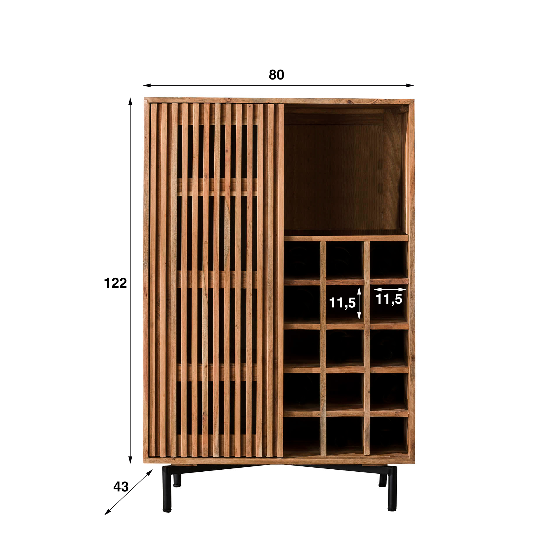 Vitrina para vino Slide / Madera maciza de acacia - Zijlstra