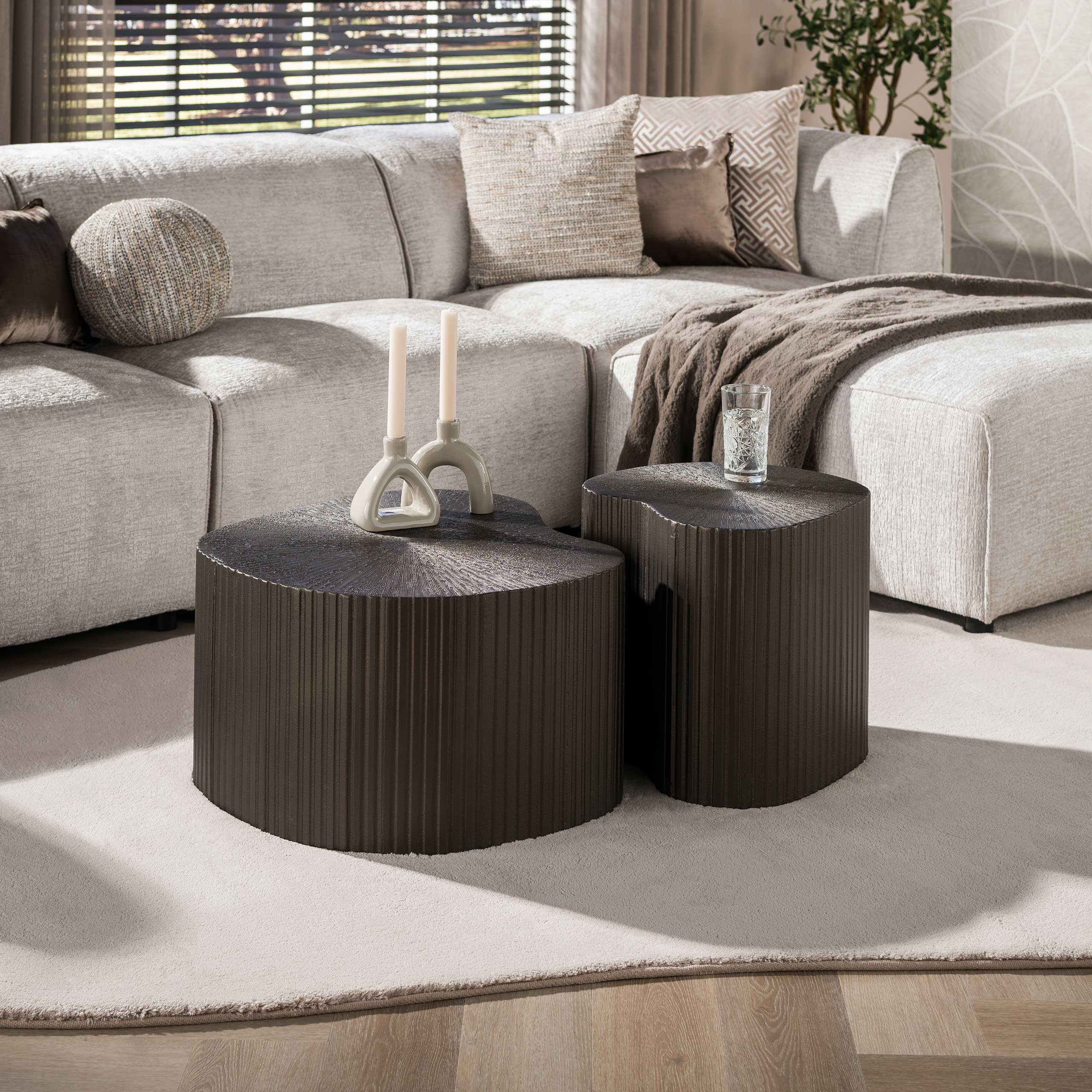 Salontafel Maya Ray niervormig set van 2 / Brons liquid metal - Zijlstra
