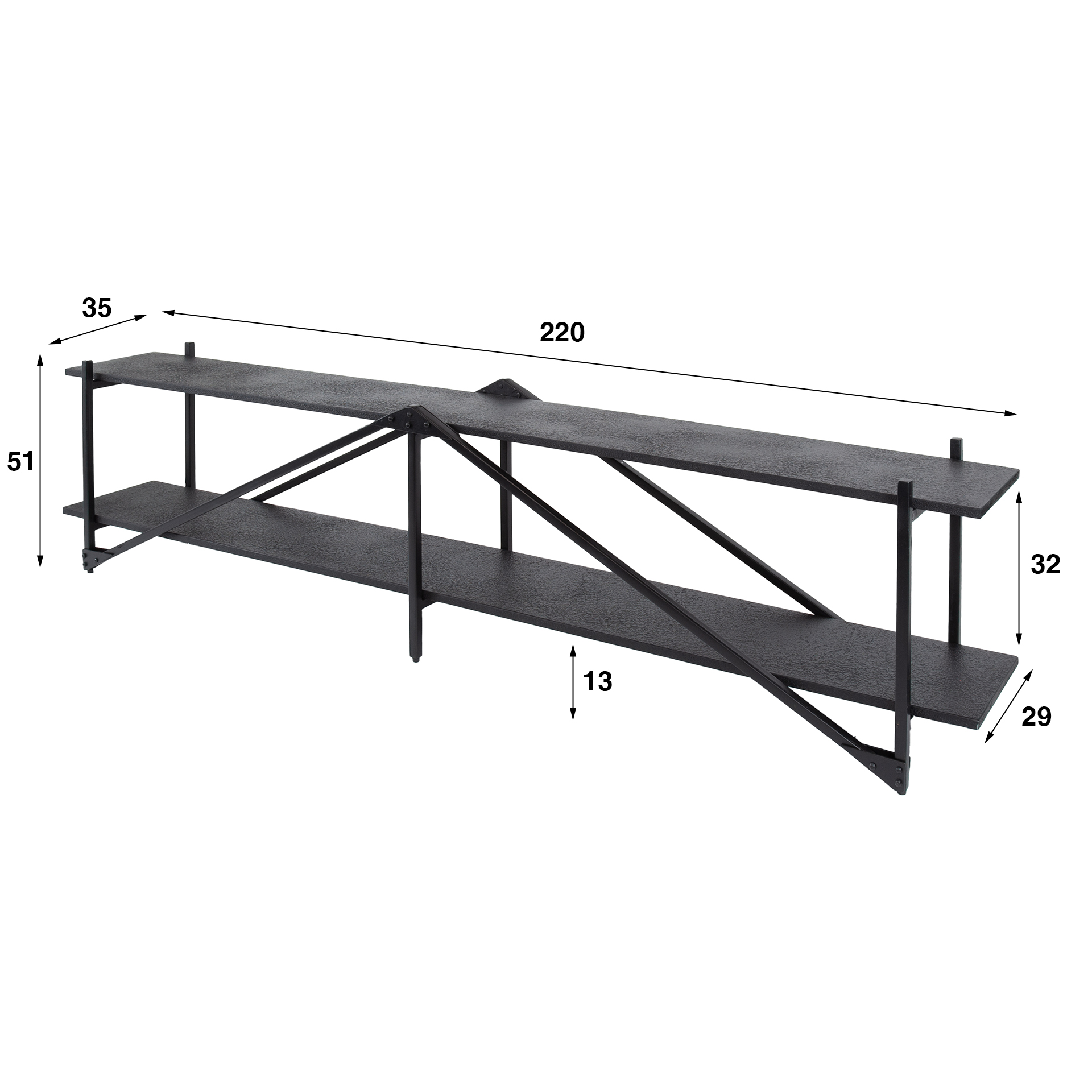 TV-meubel Piega 220cm / Grijs - Zijlstra