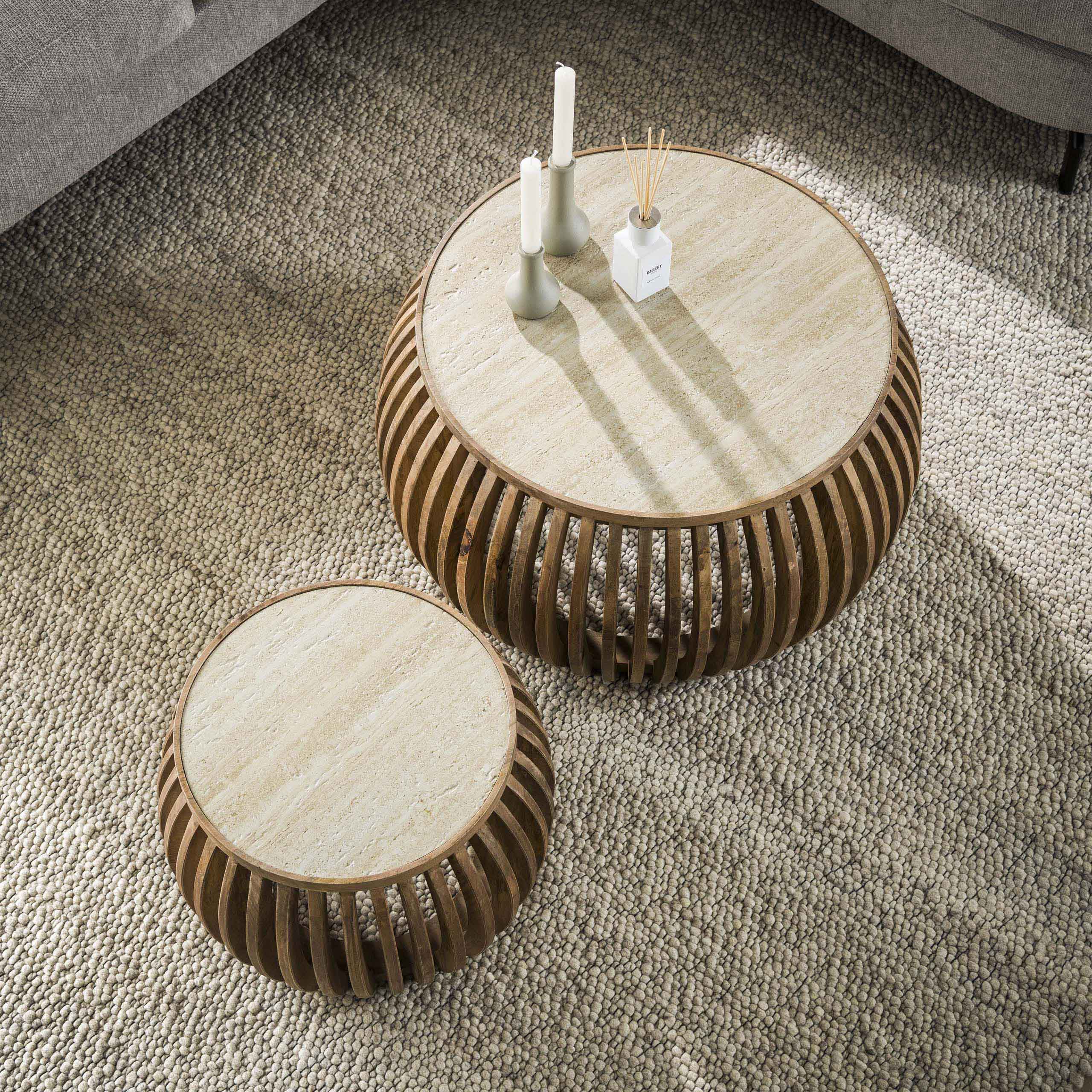 Salontafel Nuovo Curve set van 2 / Massief mango zand - Zijlstra