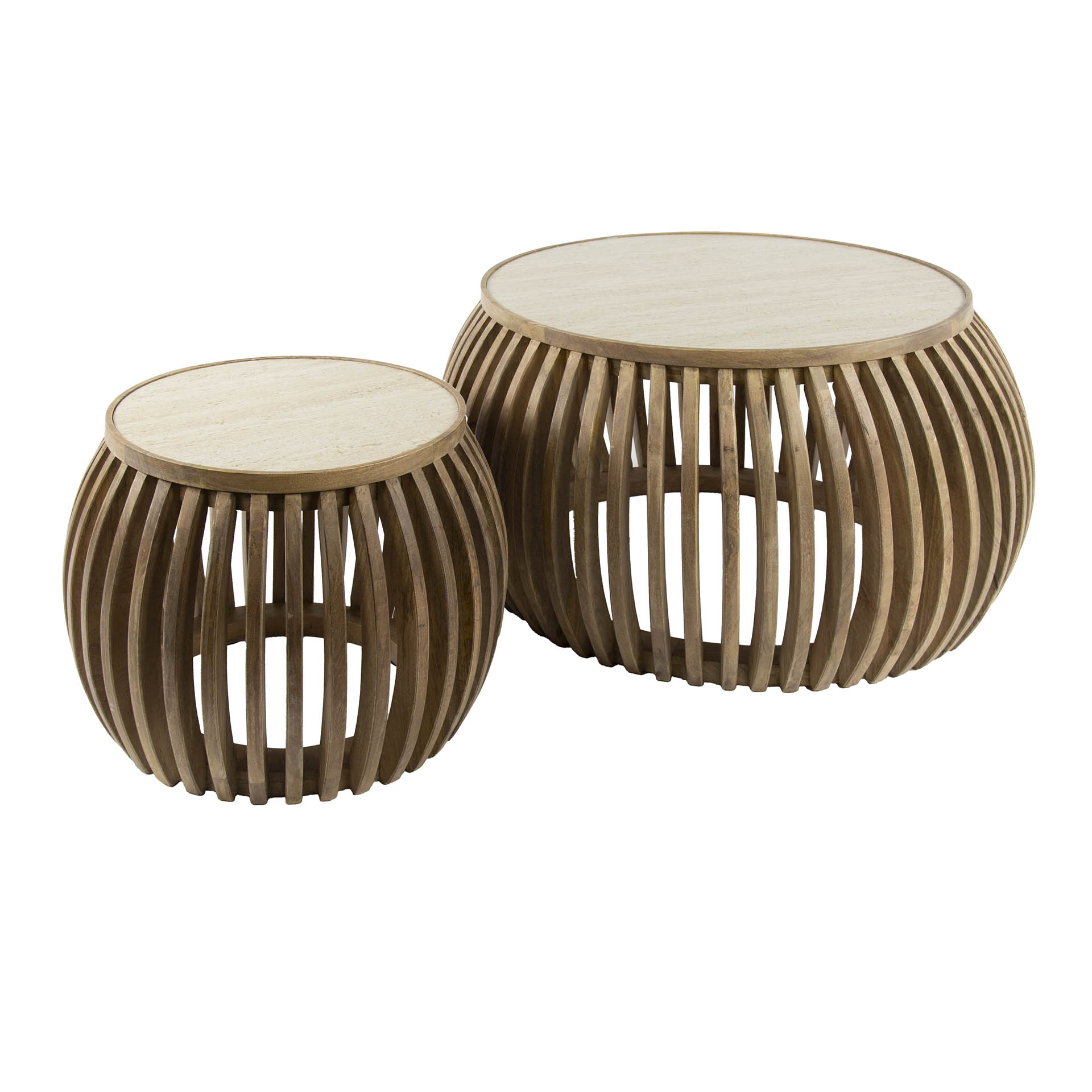 Mesa de centro Nuovo Curve set de 2 / Madera maciza de mango arena - Zijlstra