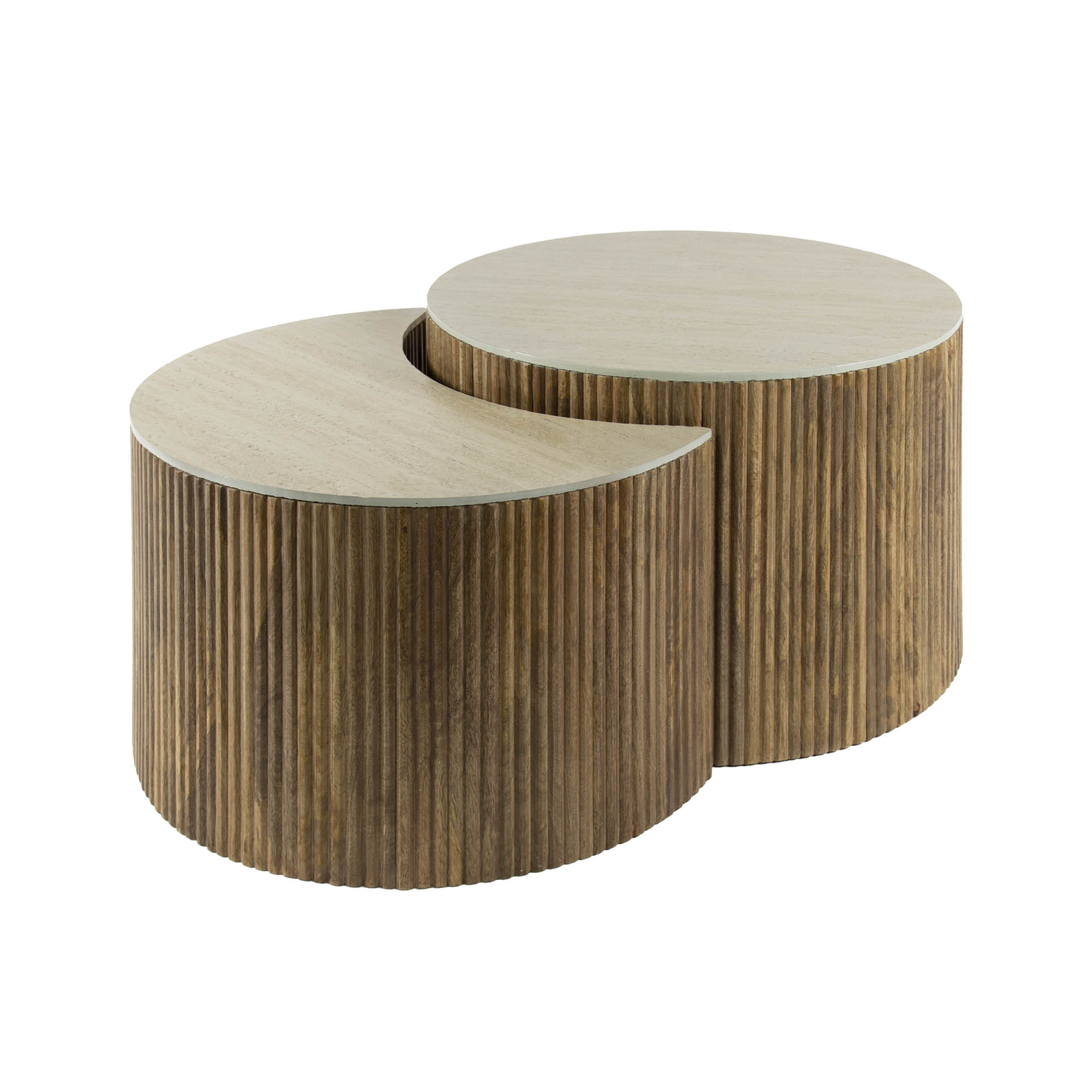Salontafel Nuovo half rond set van 2 / Massief mango zand - Zijlstra