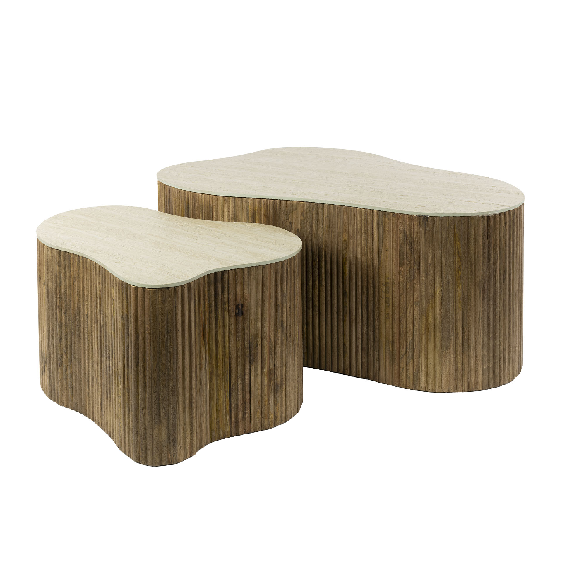 Couchtisch-Set Nuovo shamrock (2-teilig) aus massivem Mangoholz Sand (Massiv Mango Sand) - Emmo Design