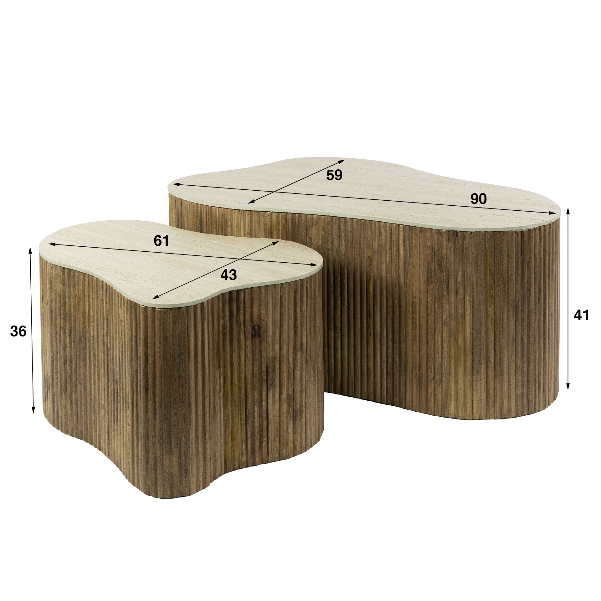 Salontafel Nuovo shamrock set van 2 / Massief mango zand - Zijlstra