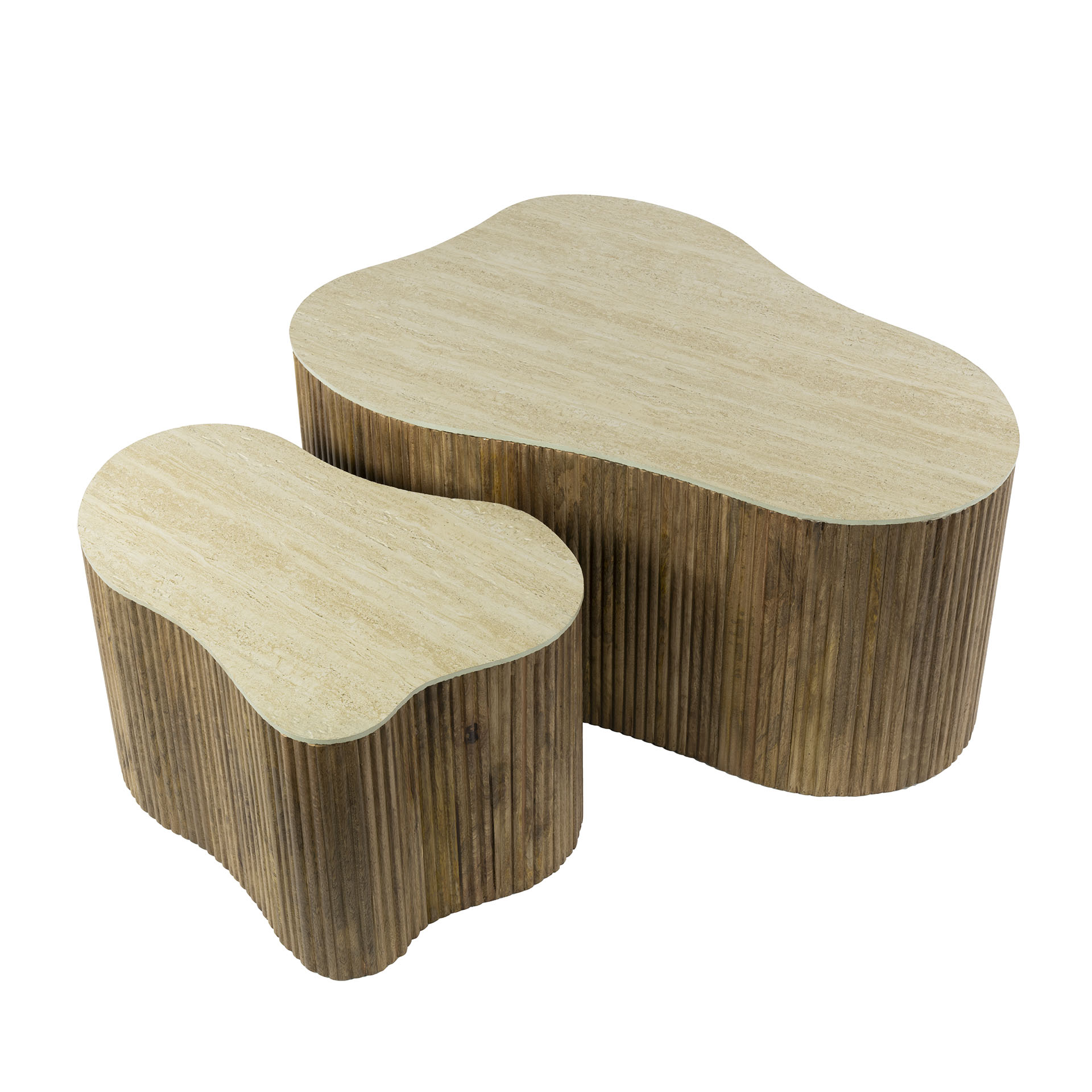 Salontafel Nuovo shamrock set van 2 / Massief mango zand - Zijlstra