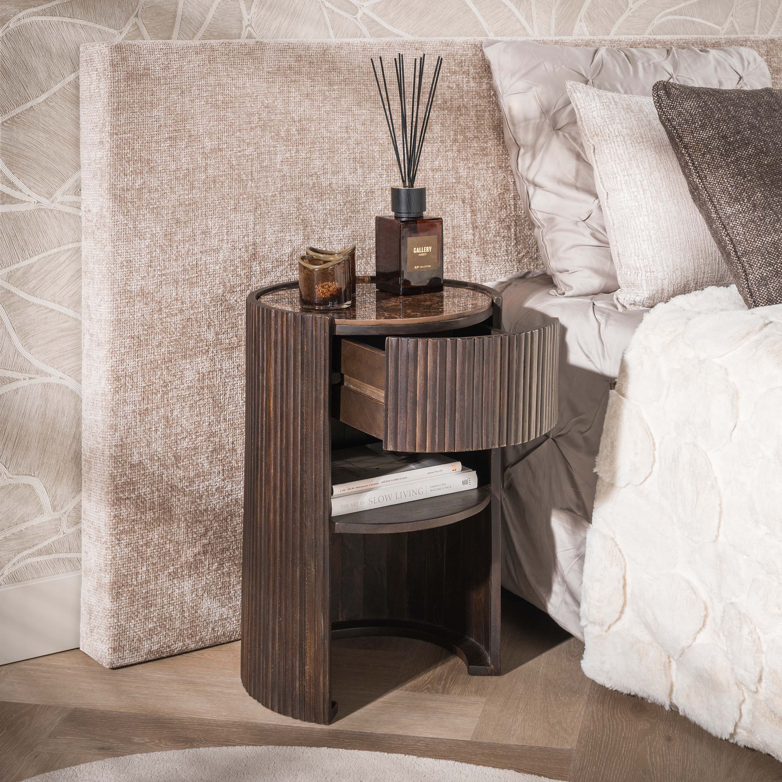 Bedside table Empera 1 drawer in Dark Emperador ceramic (Keramiek dark emperador) - Emmo Design