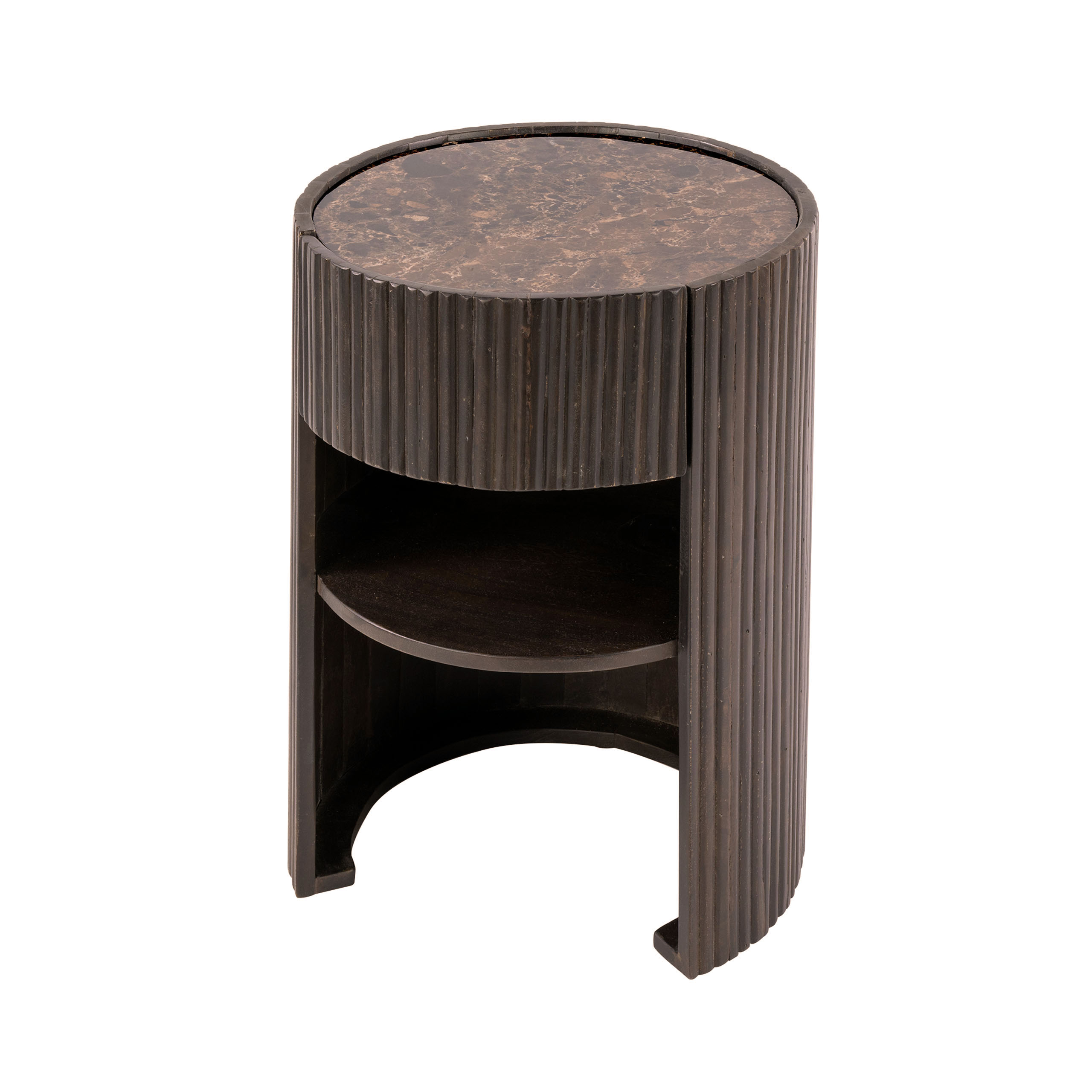 Nachttisch Empera 1 Schublade in Keramik Dark Emperador (Keramiek dark emperador) - Emmo Design